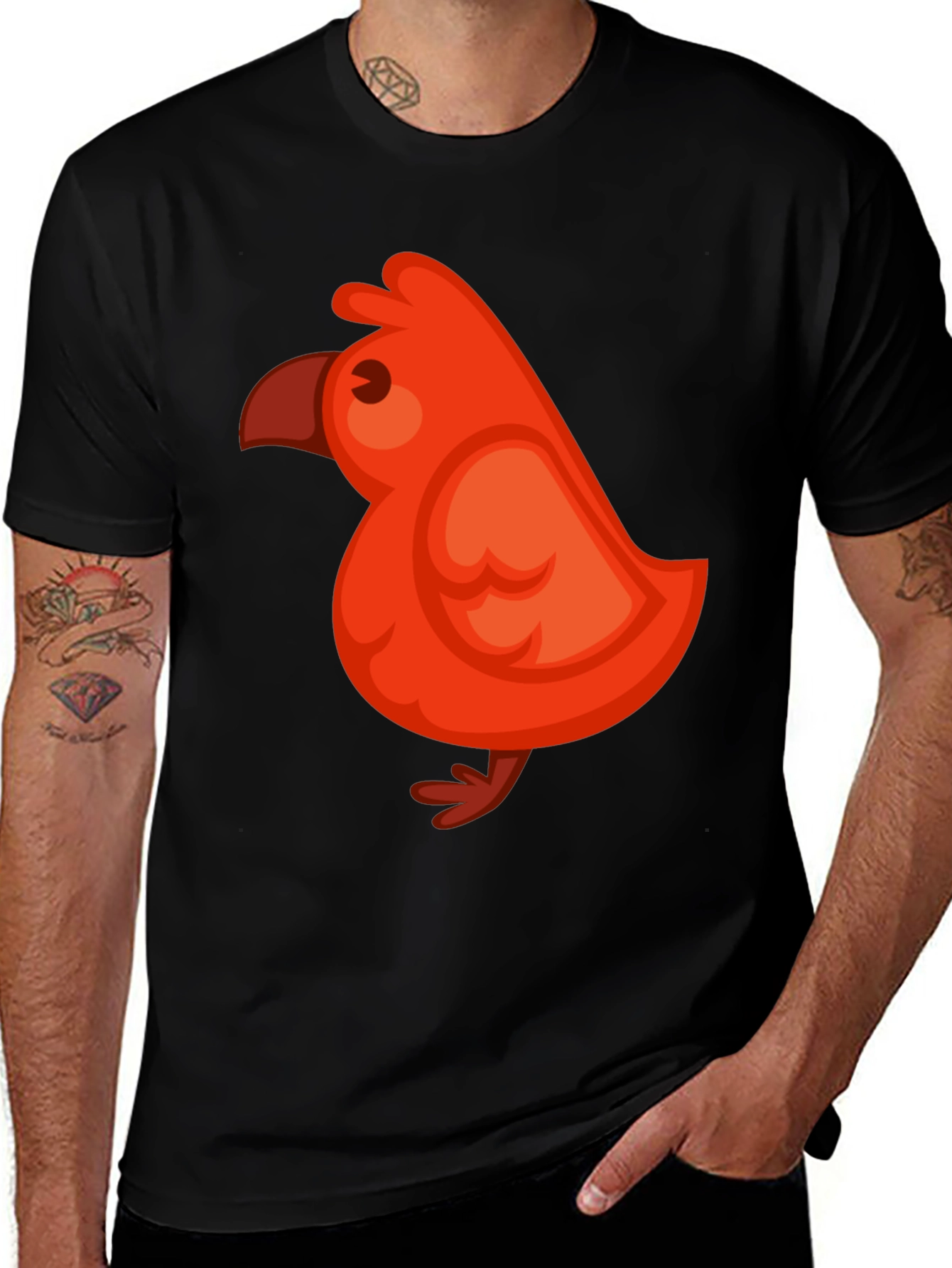 Variant 26 of Cute Red Bird Graphic Tee - Soft Cotton Blend
