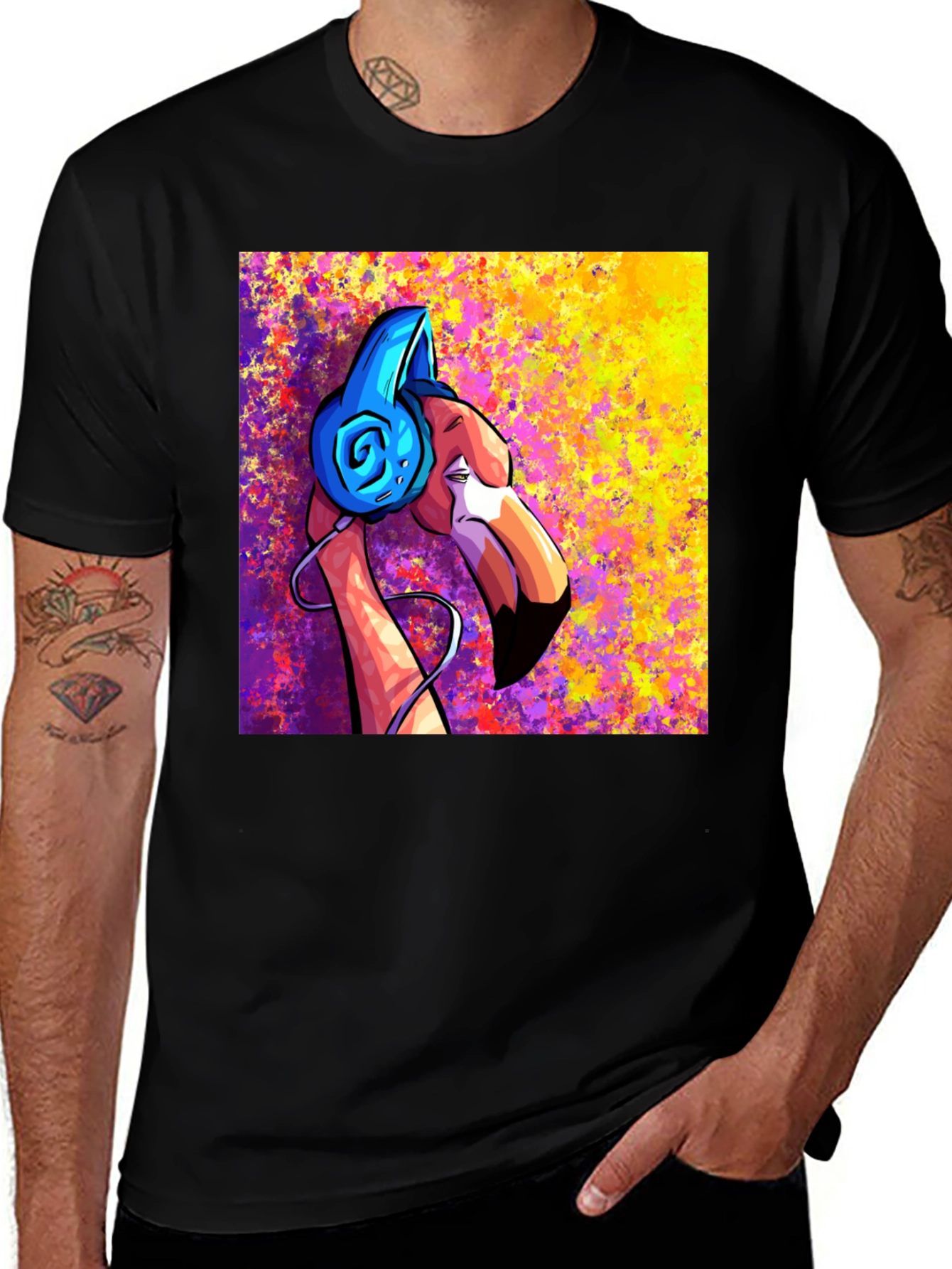 Variant 4 of Cool Flamingo DJ Graphic T-Shirt