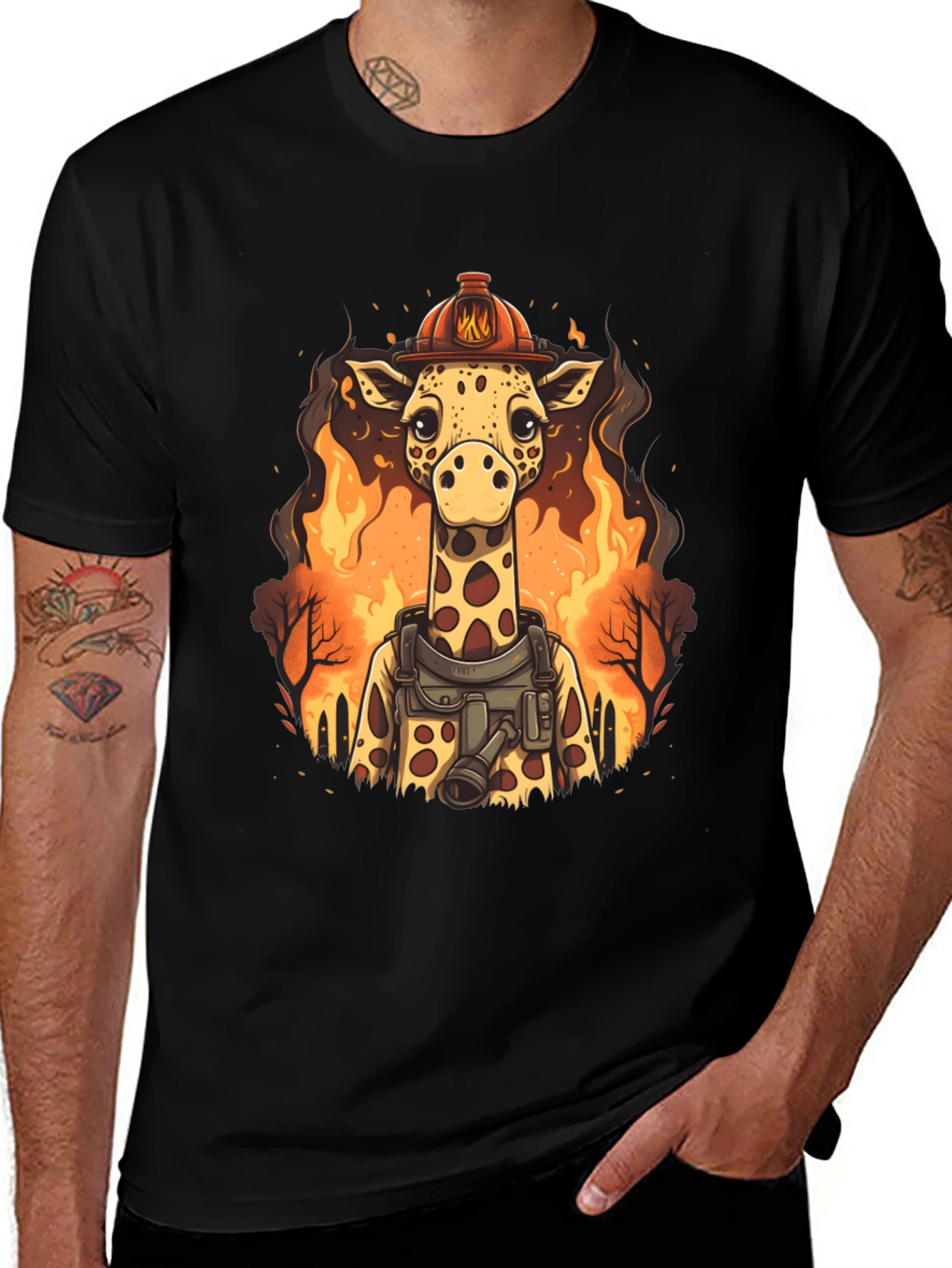 Variant 14 of Giraffe Firefighter Graphic Tee