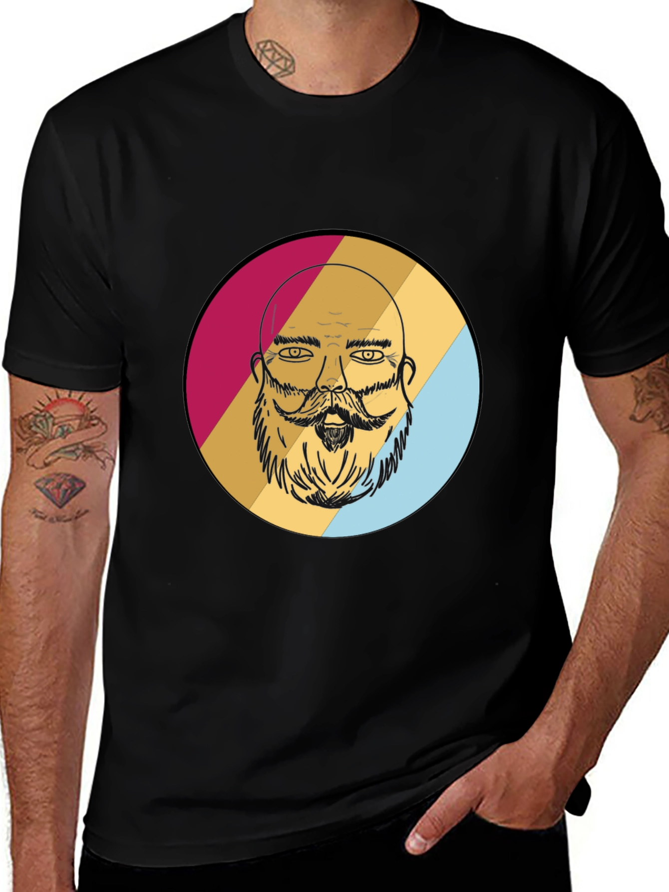 Variant 24 of Bearded Man Graphic Tee - Retro Style