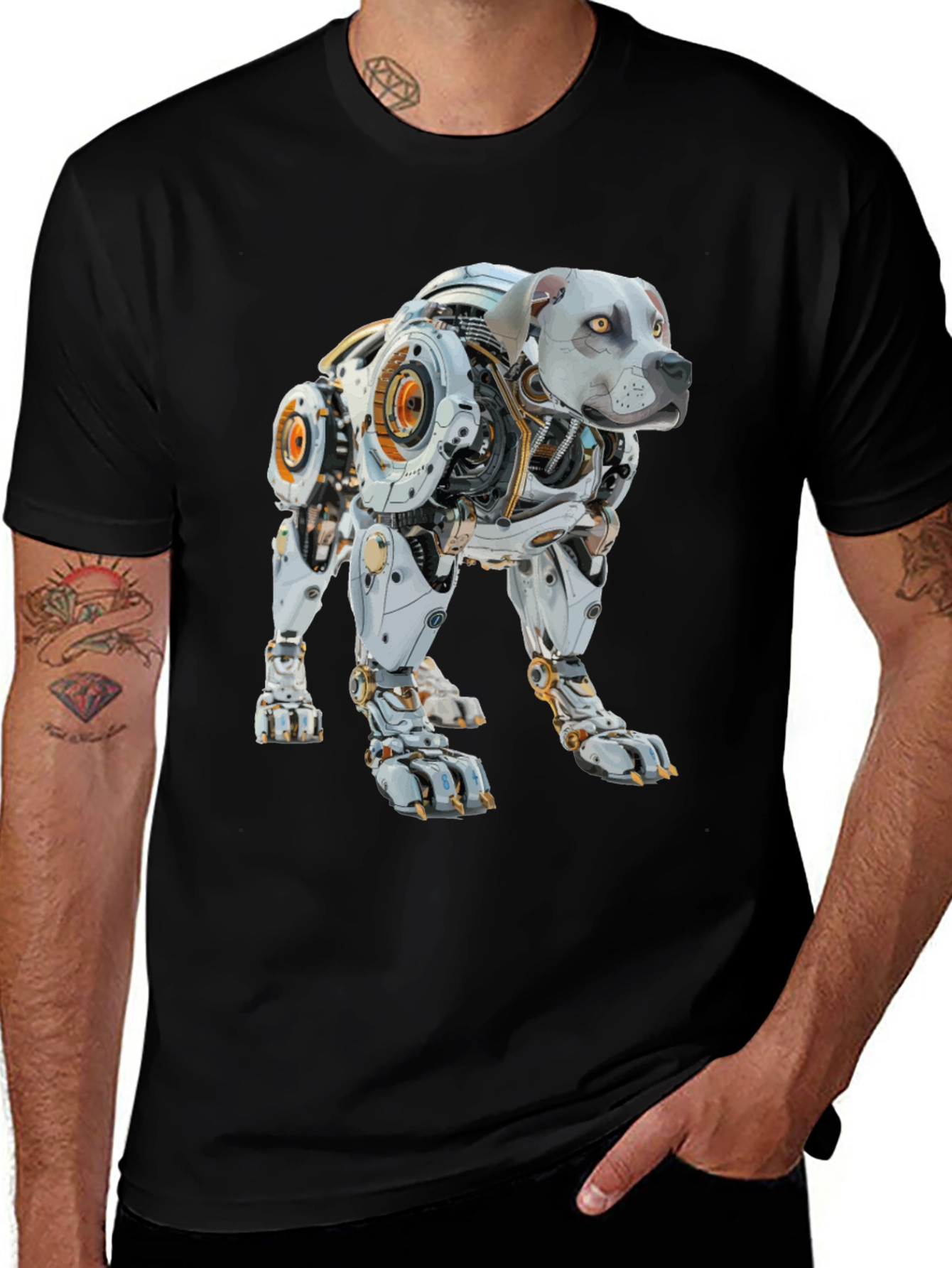 Variant 19 of Robotic Dog T-Shirt - Cyberpunk Style