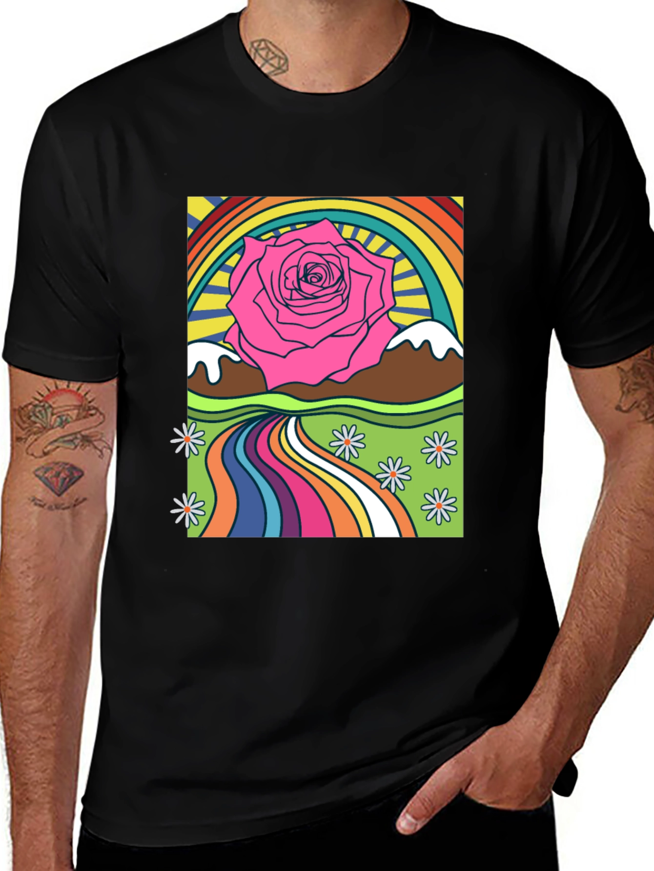 Variant 2 of Groovy Rose Graphic T-Shirt - Retro Style
