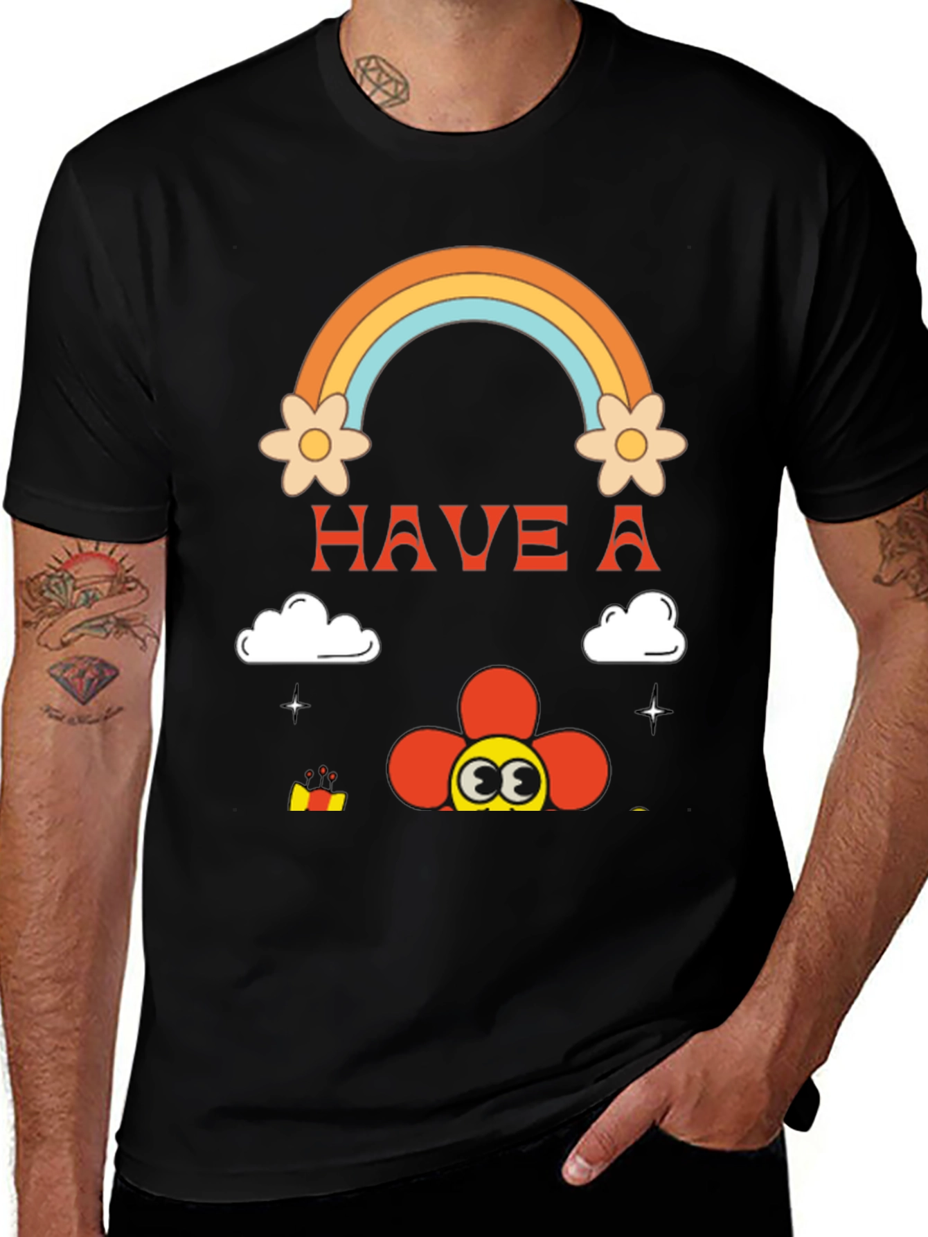 Variant 5 of Retro Graphic Tee - "Have A" Rainbow Flower