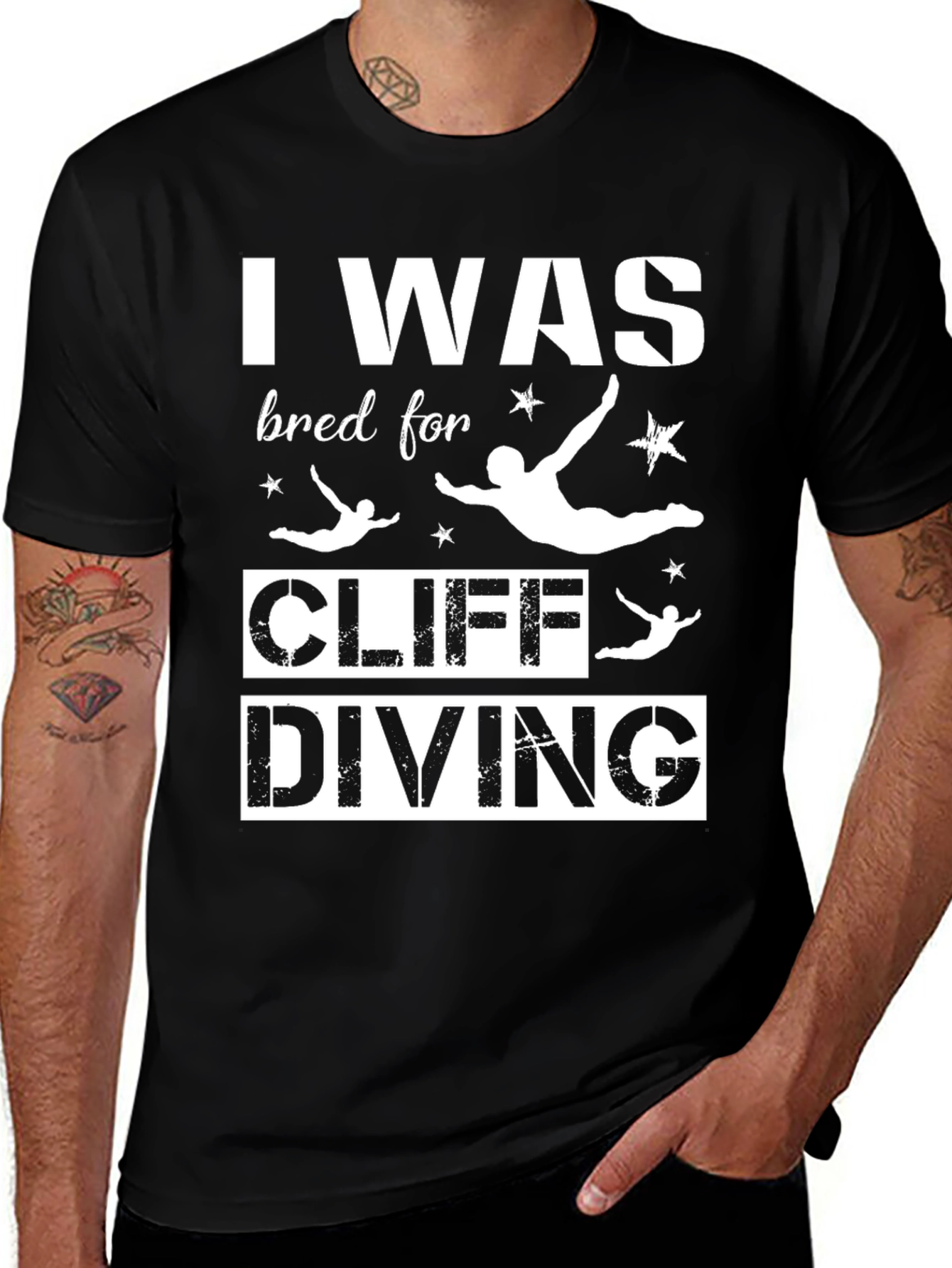 Variant 18 of I Was Bred For Cliff Diving Black T-Shirt