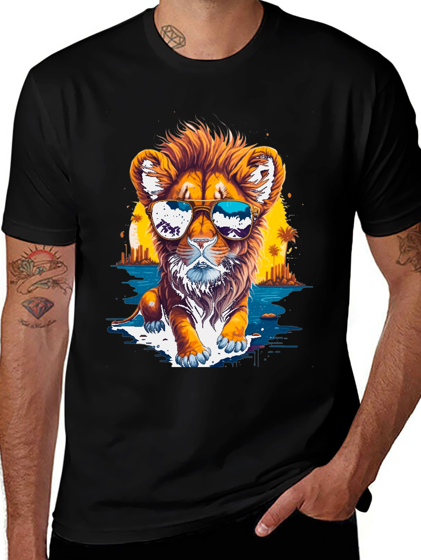 Variant 8 of Cool Lion Graphic T-Shirt - Black