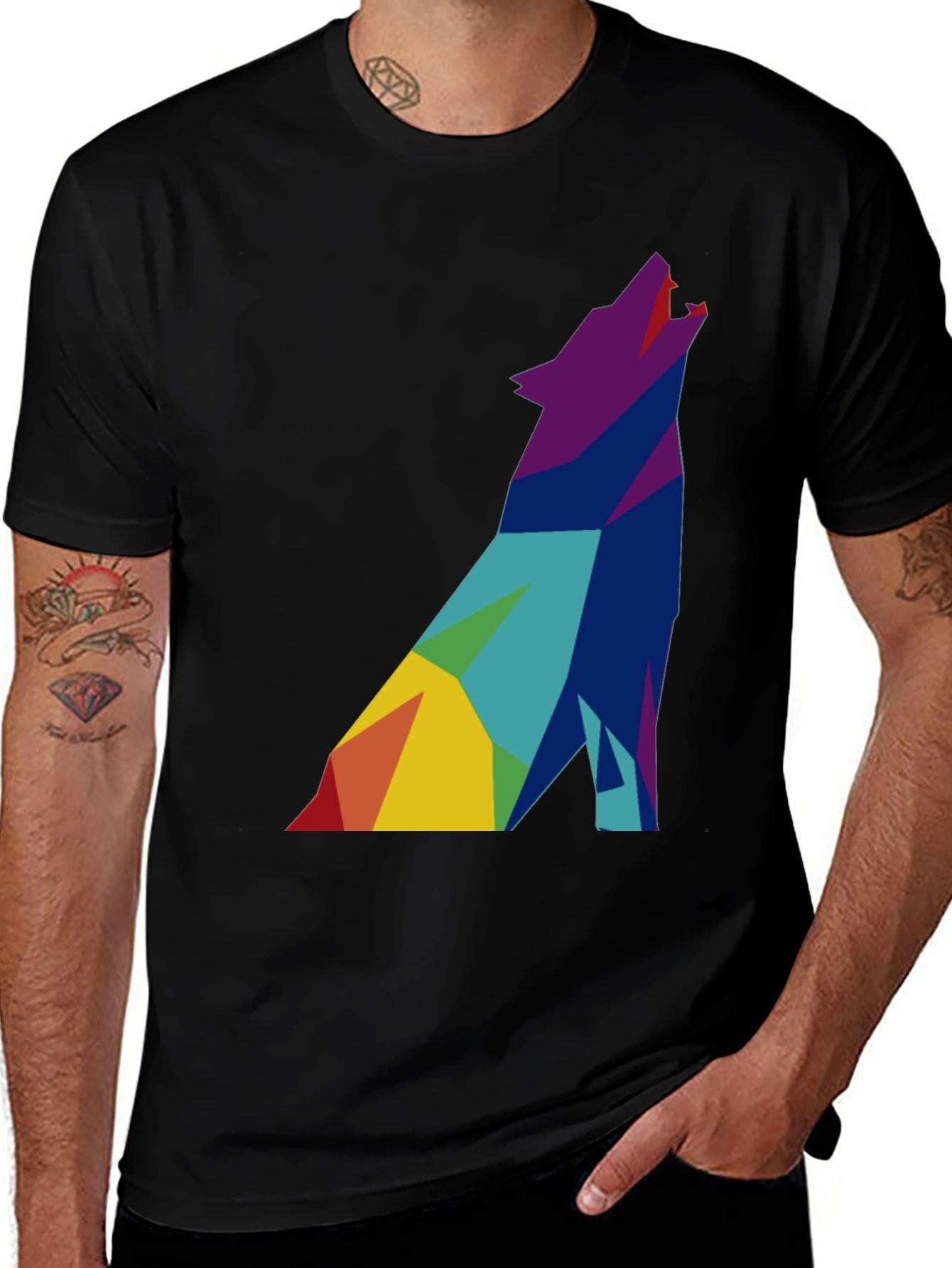Variant 3 of Geometric Wolf Graphic Tee - Modern Art T-Shirt