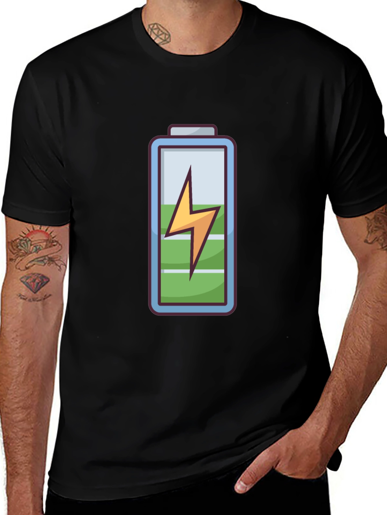 Variant 22 of Charged Up Graphic Tee - Black Cotton T-Shirt