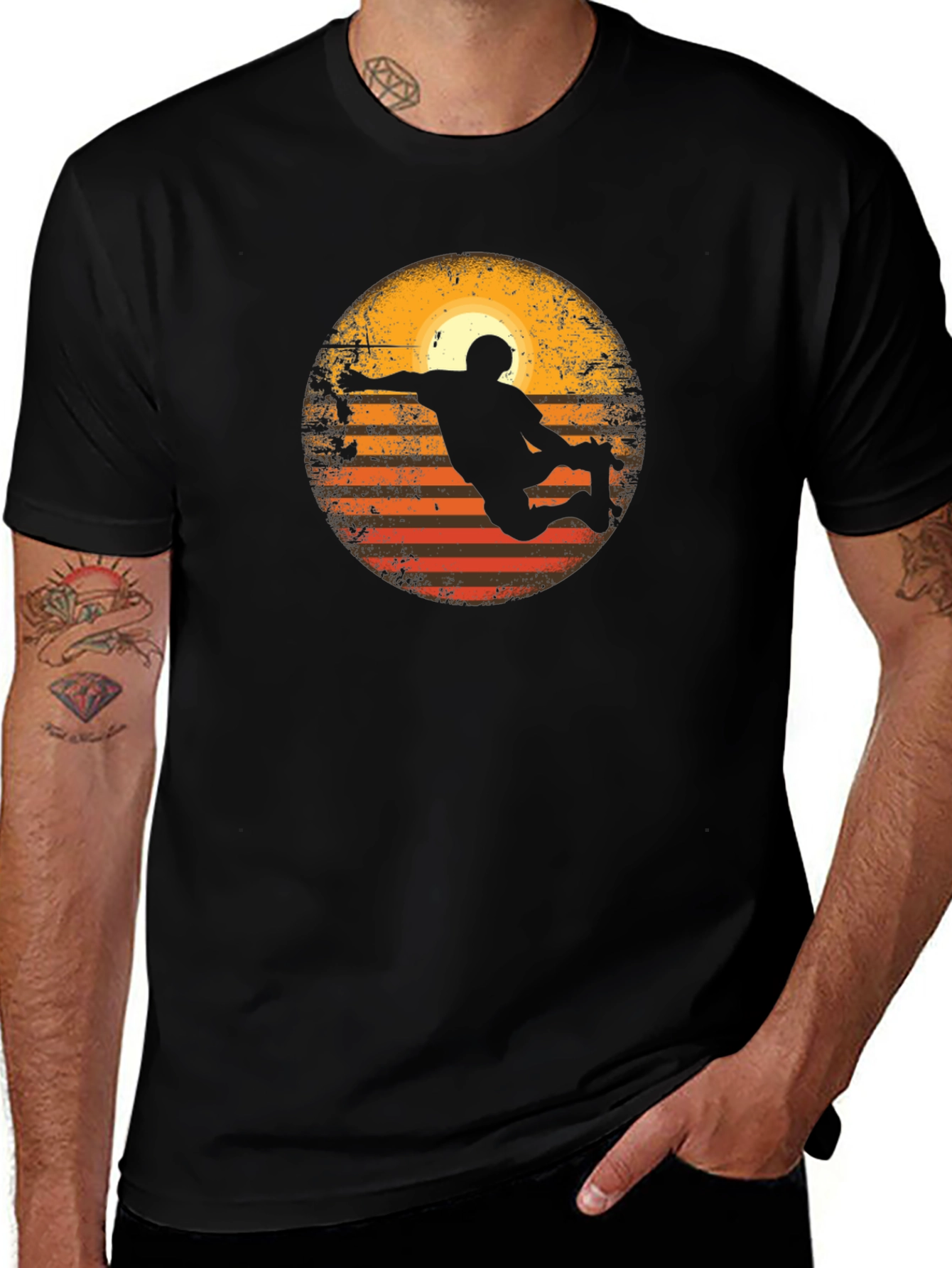 Variant 11 of Vintage Sunset Skydiver T-Shirt - Black