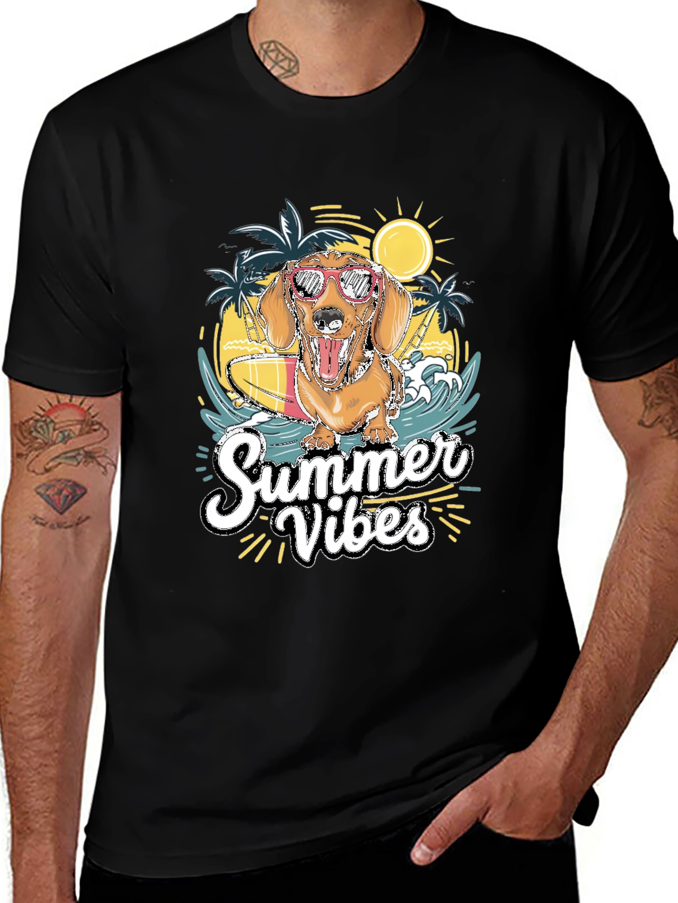 Variant 19 of Summer Vibes Dog Graphic Tee