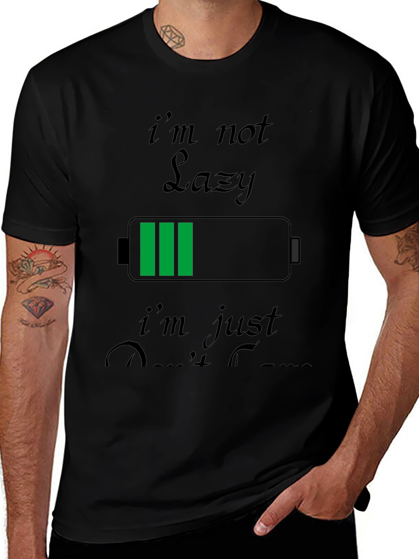 Variant 7 of Funny Low Battery T-Shirt - "I'm Not Lazy"