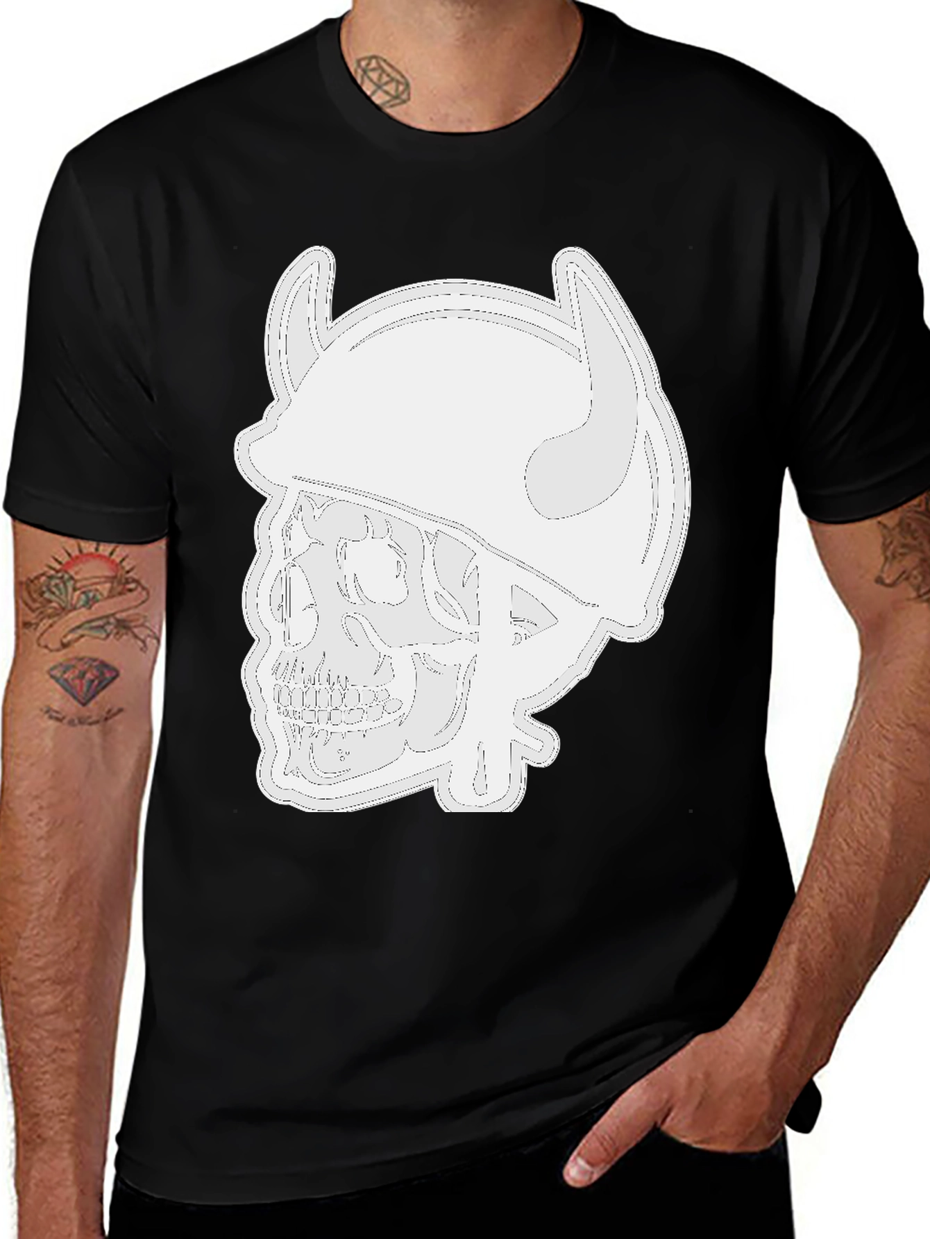 Variant 2 of Skull Viking Helmet Black T-Shirt
