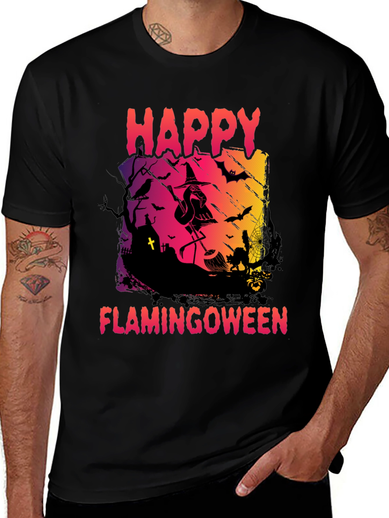 Happy Flamingoween Graphic T-Shirt