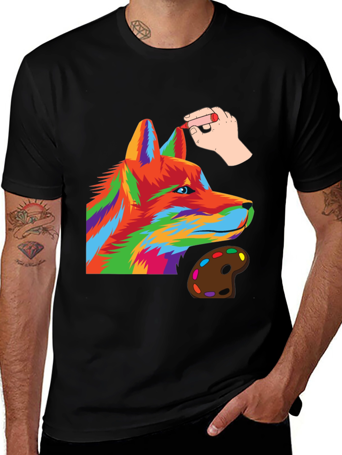 Variant 8 of Colorful Artistic Fox Graphic Tee