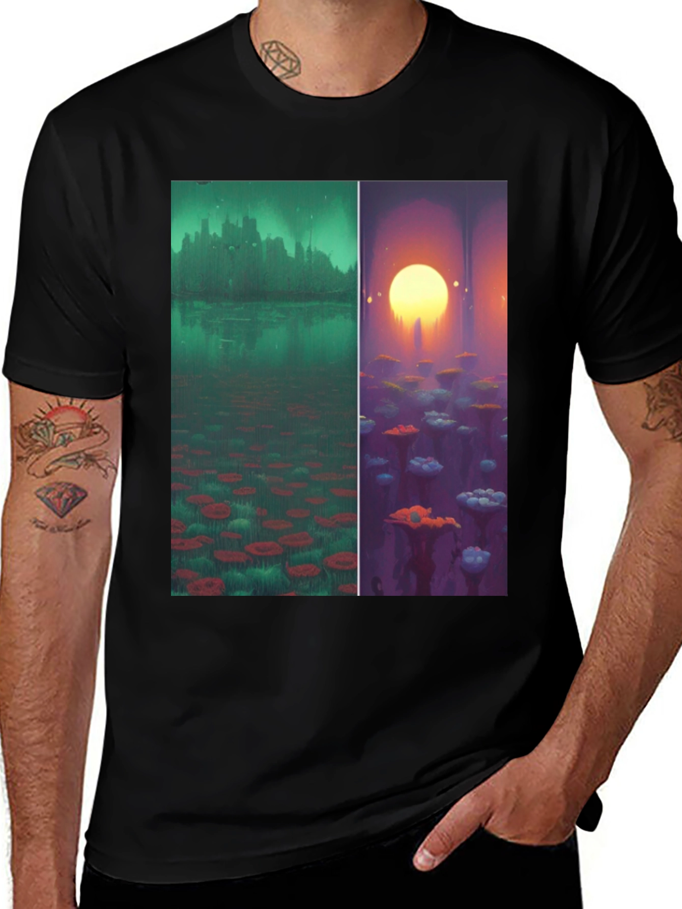 Variant 2 of Fantasy Landscape T-Shirt - Unique Artistic Design