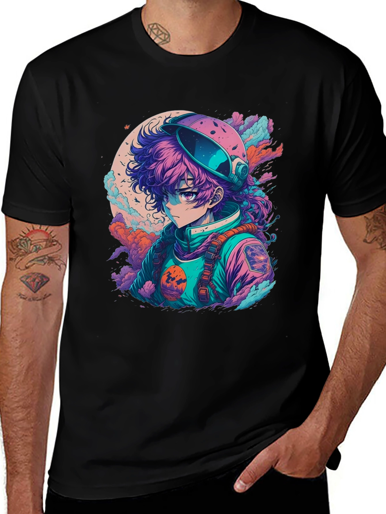 Variant 27 of Anime Astronaut Graphic Tee - Trendy Spacewear