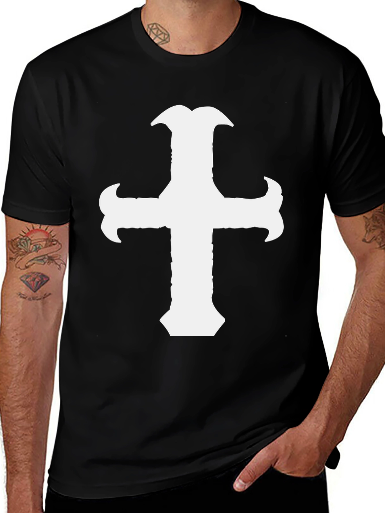 Variant 28 of Cross Graphic Black T-Shirt, Stylish Cotton Tee