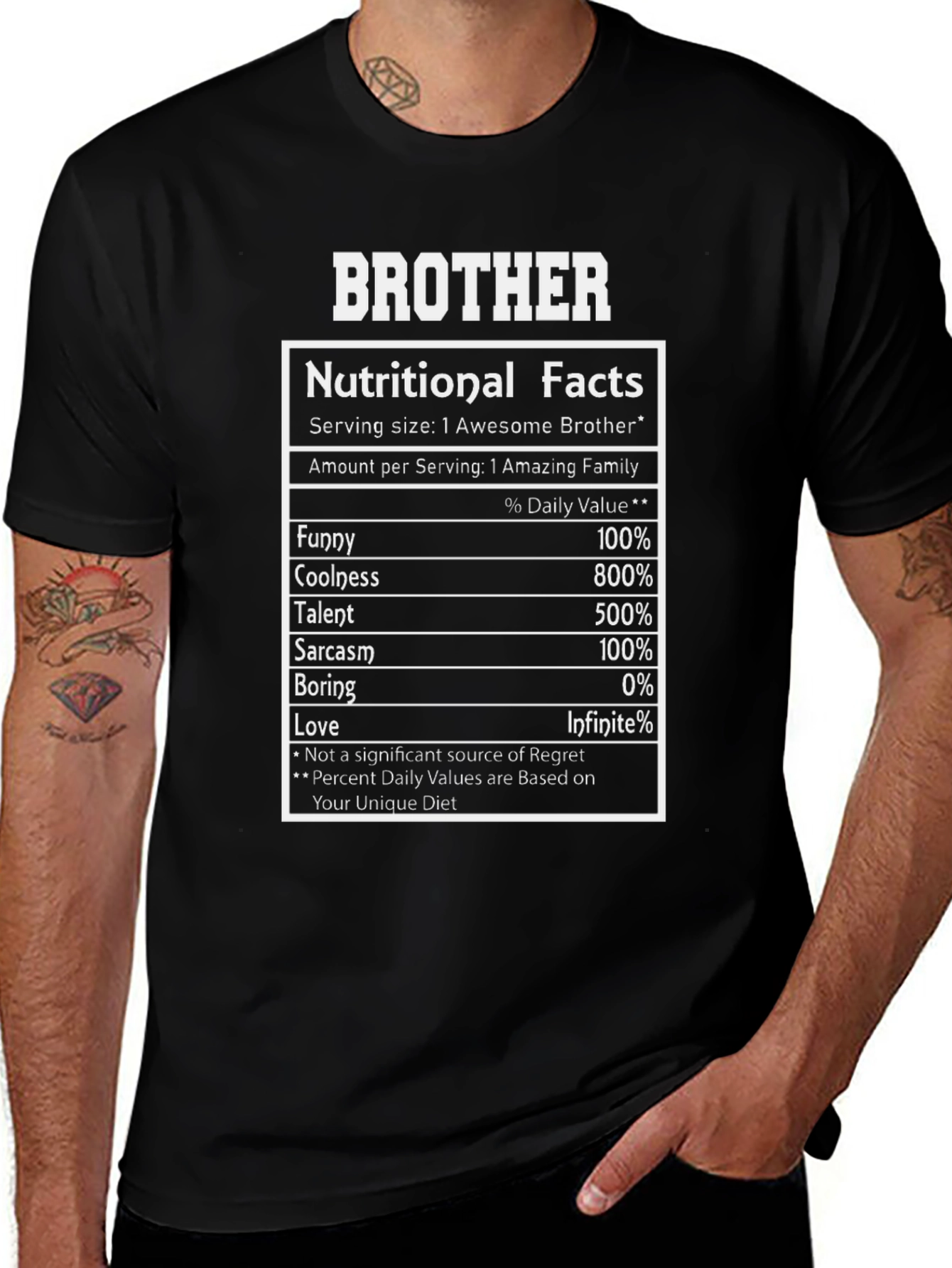 Variant 21 of Brother Nutritional Facts Graphic T-Shirt - Family Humor Tee
