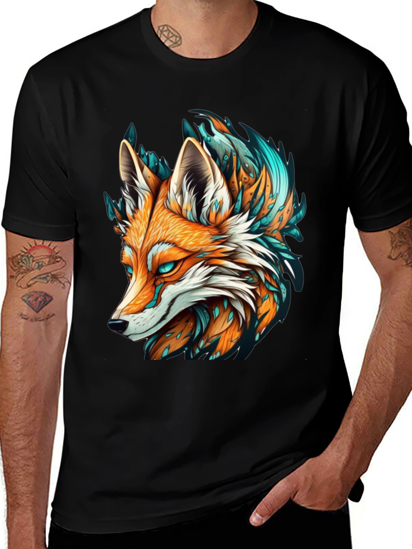 Variant 11 of Fox Graphic Tee - Black T-Shirt Cool Design