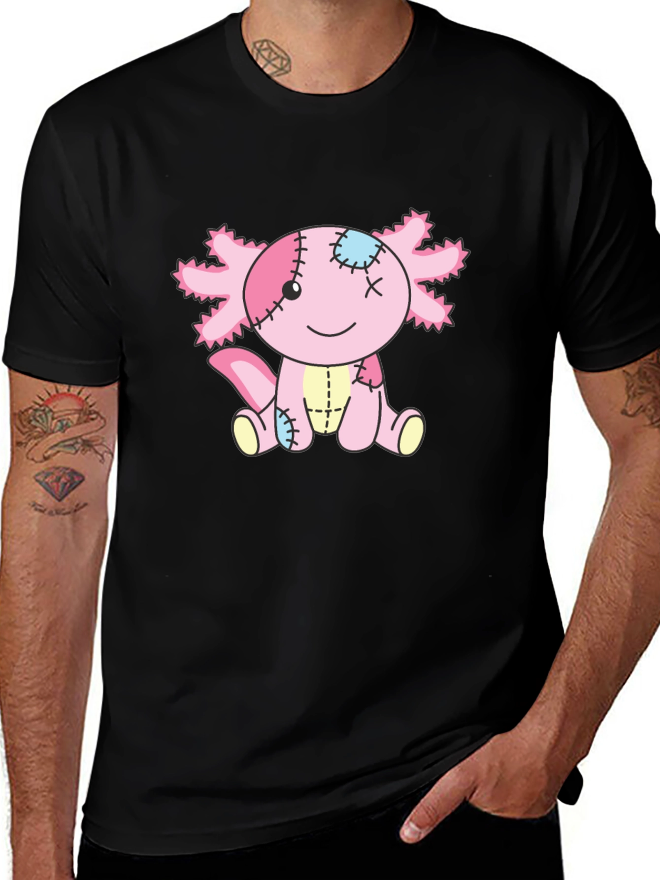 Cute Stitched Axolotl Graphic Tee