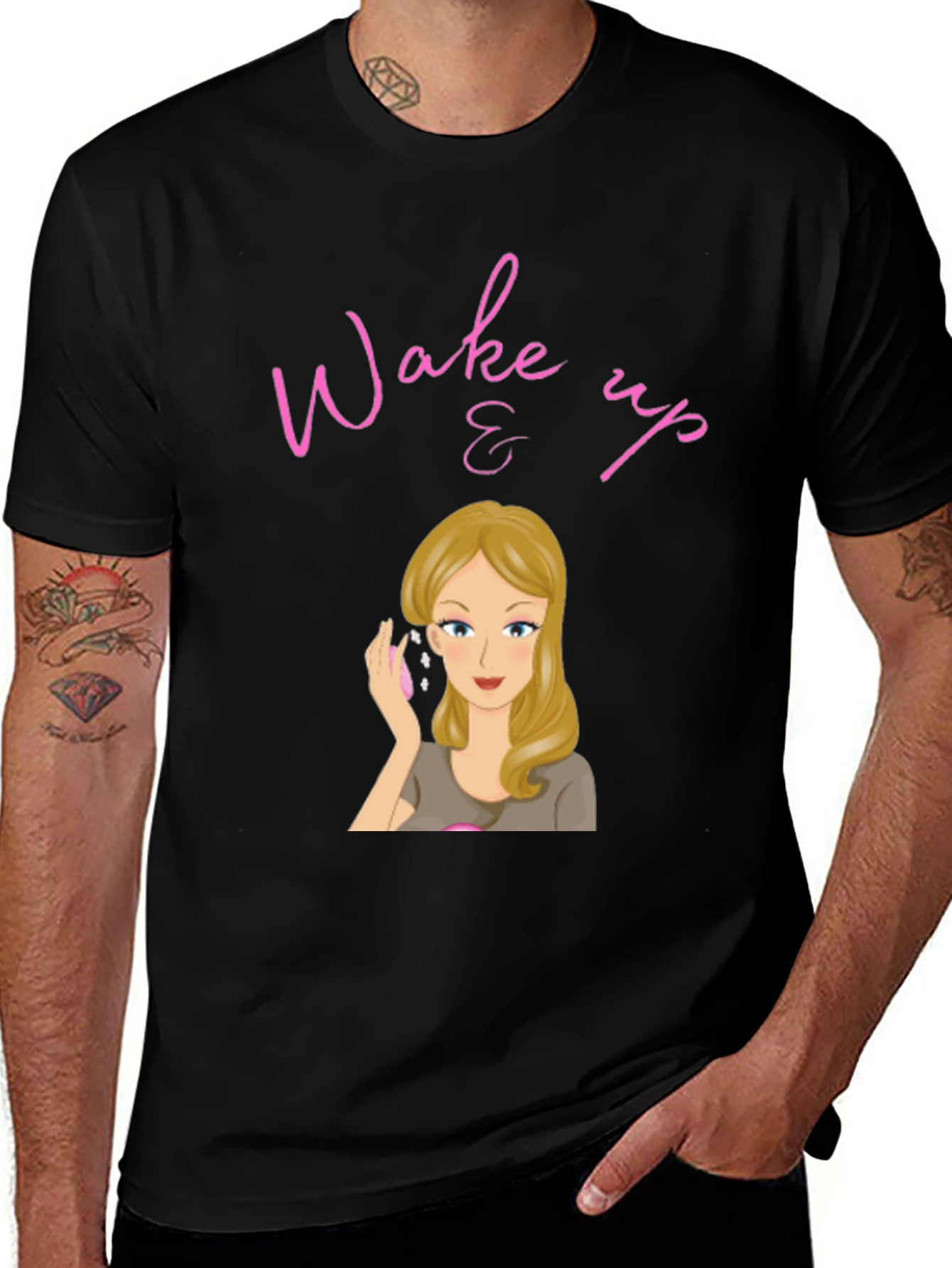 Variant 5 of Wake Up & Makeup Black T-Shirt