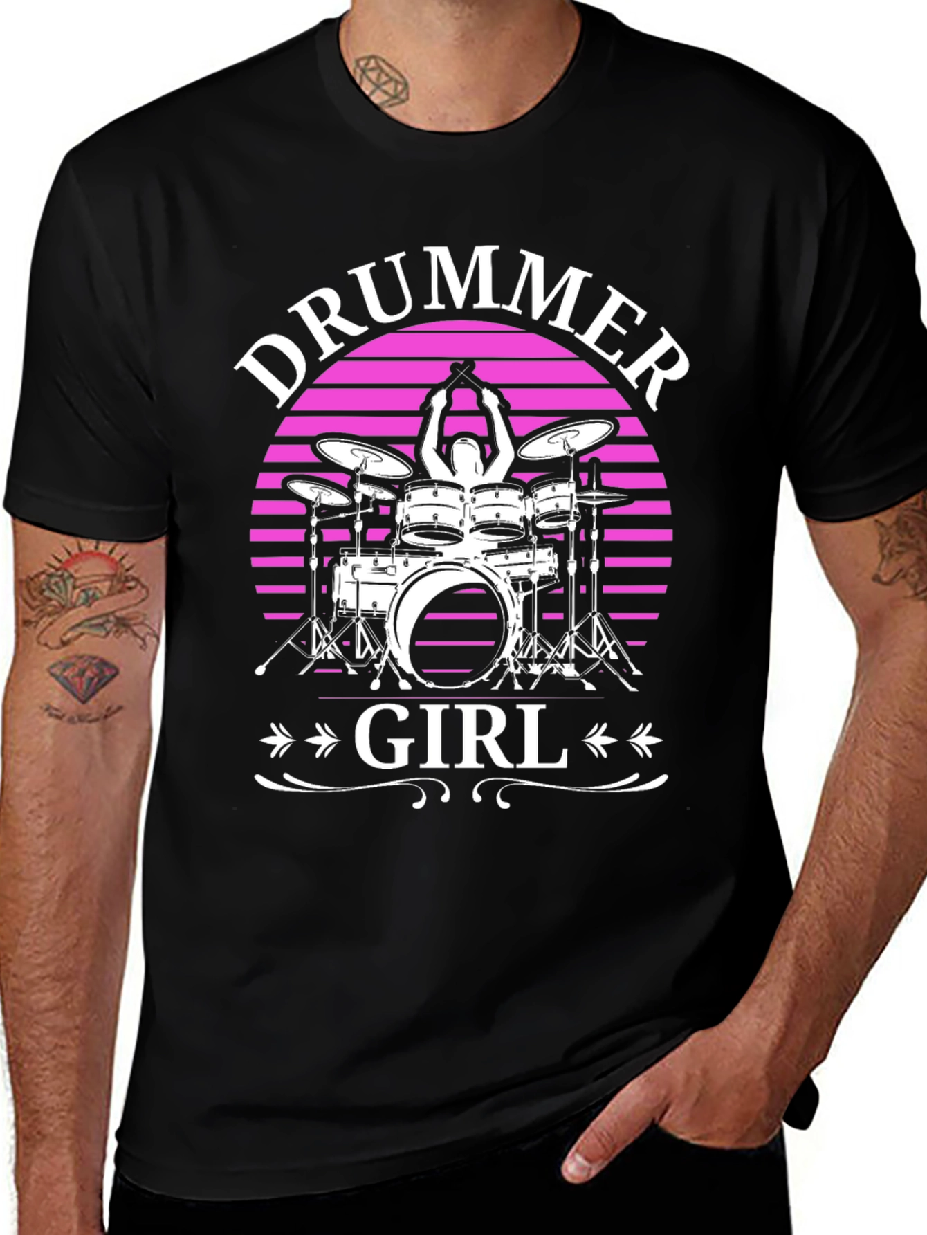 Drummer Girl Graphic Tee - Music Lover's T-Shirt