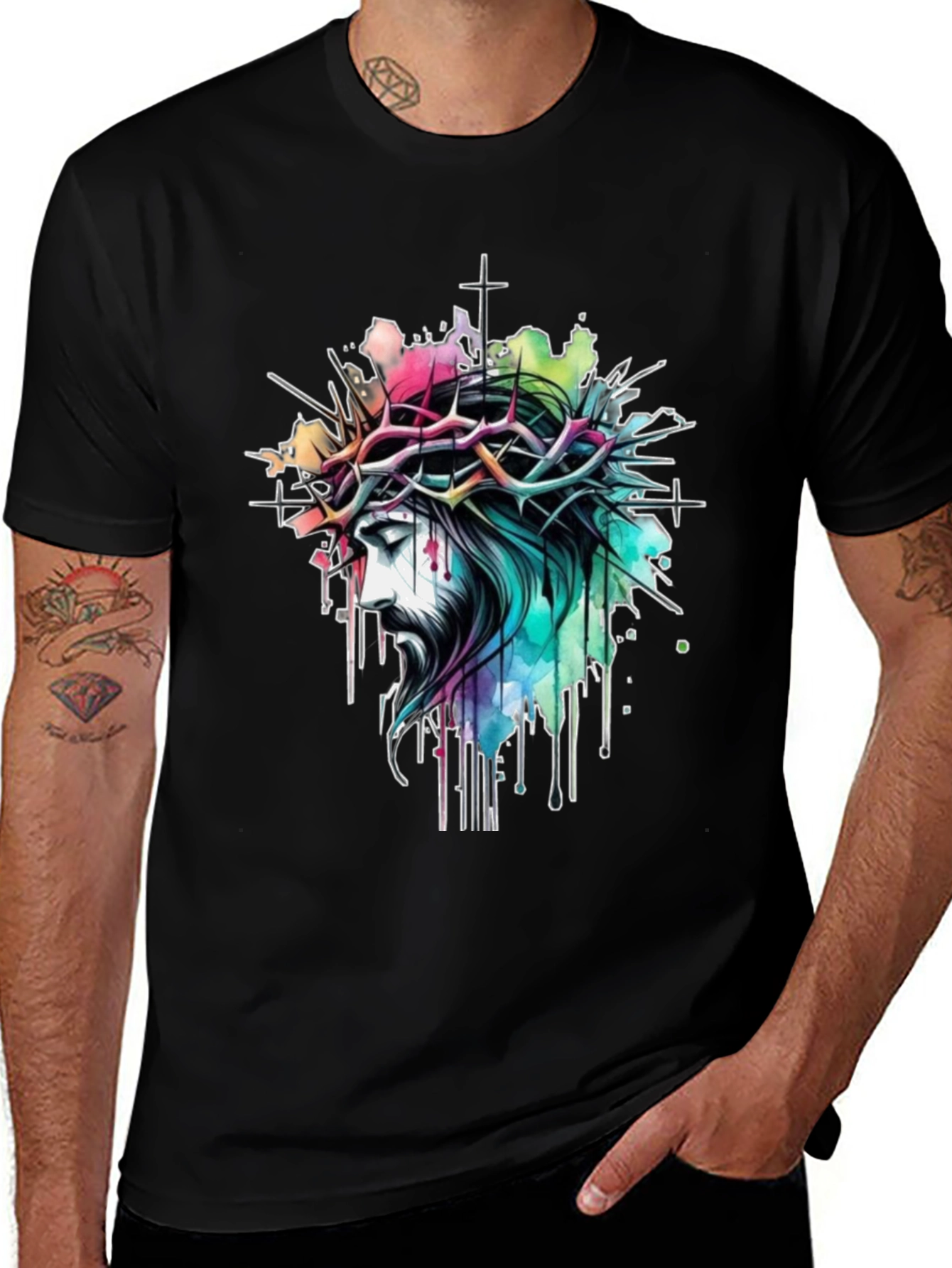Jesus Christ Crown of Thorns Graphic T-Shirt