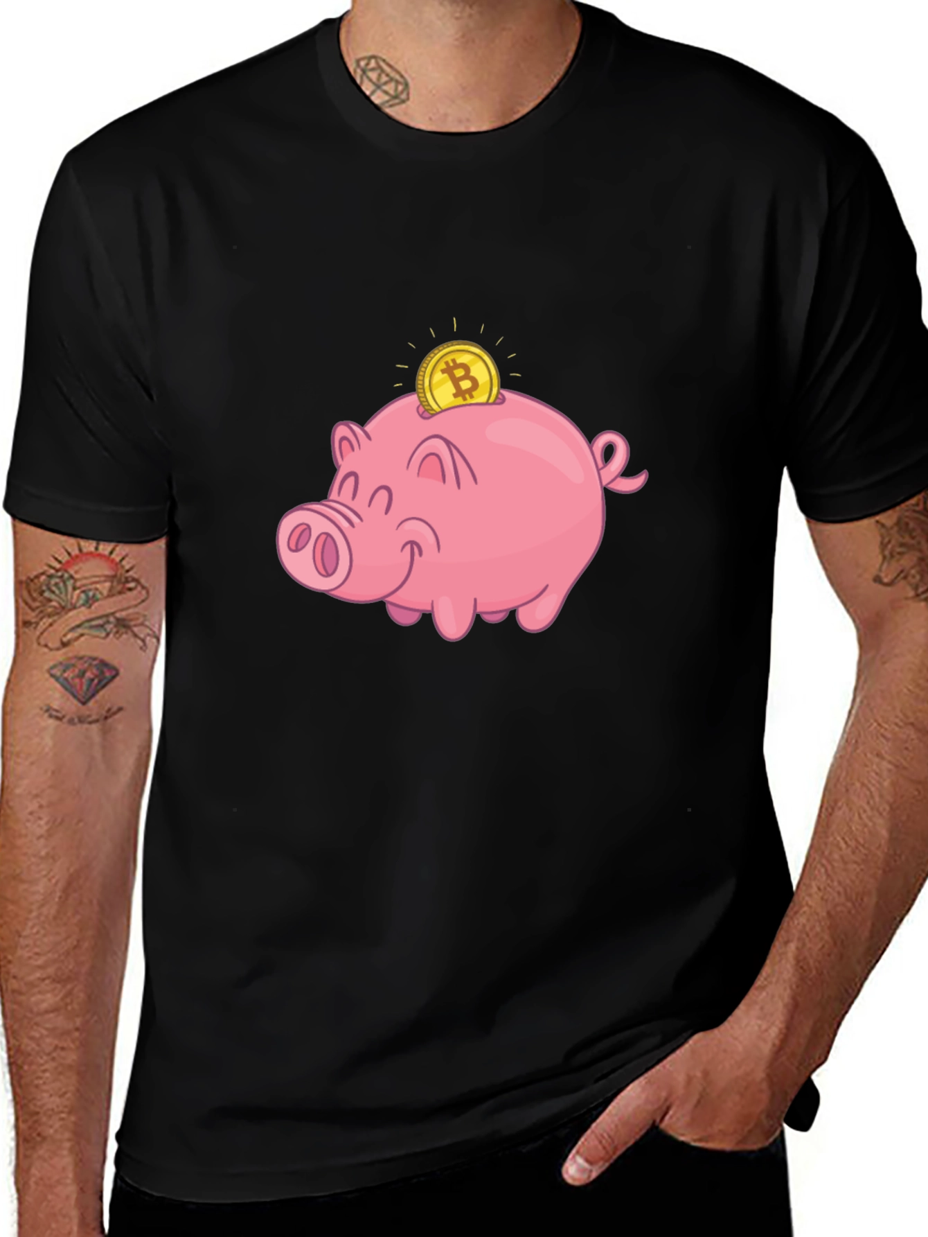 Bitcoin Piggy Bank Black T-Shirt