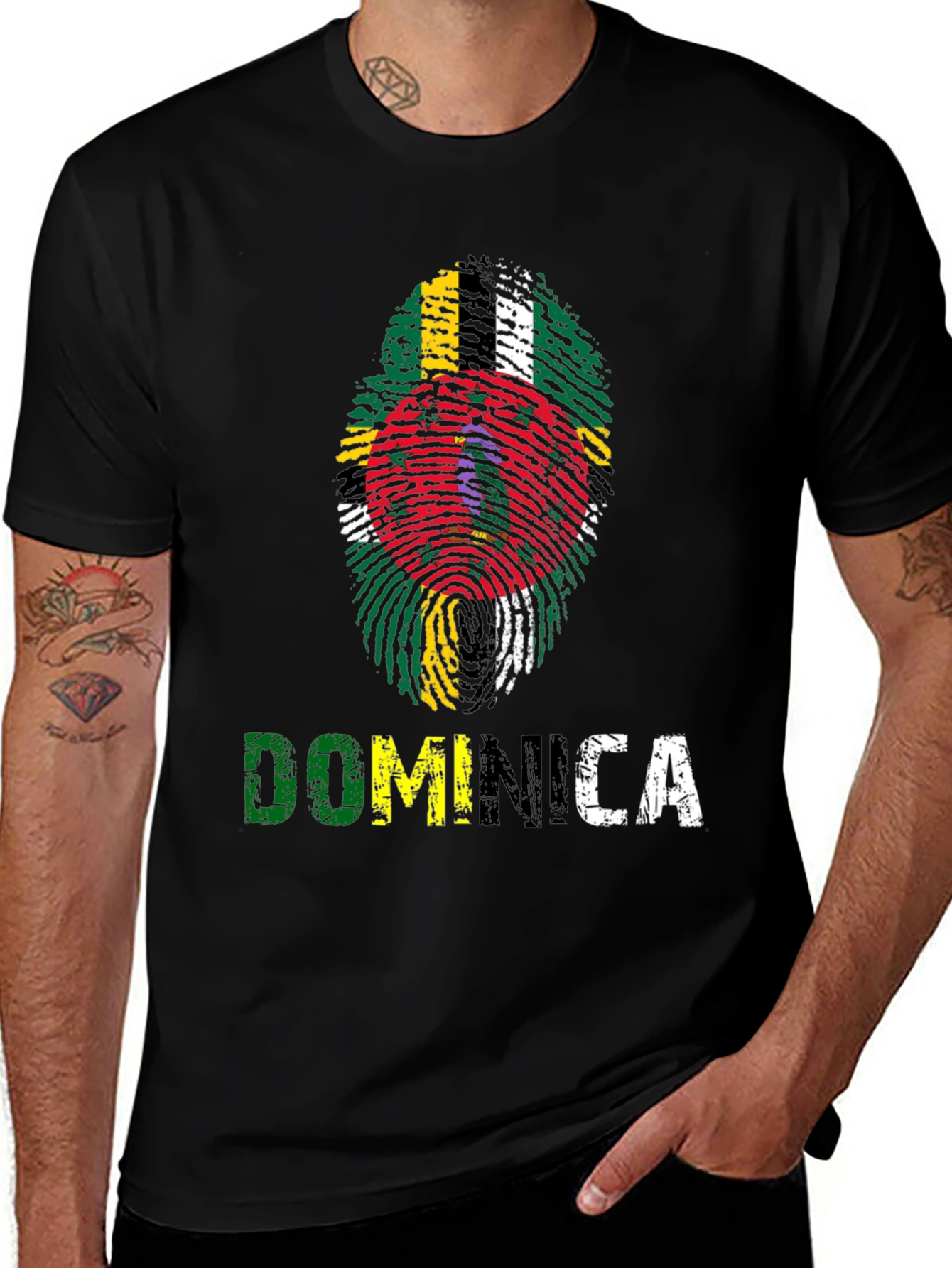 Dominica Fingerprint Flag Graphic T-Shirt