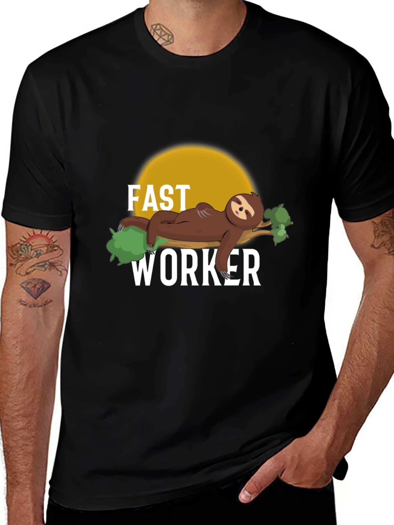 Fast Worker Sloth T-Shirt - Funny Lazy Graphic Tee