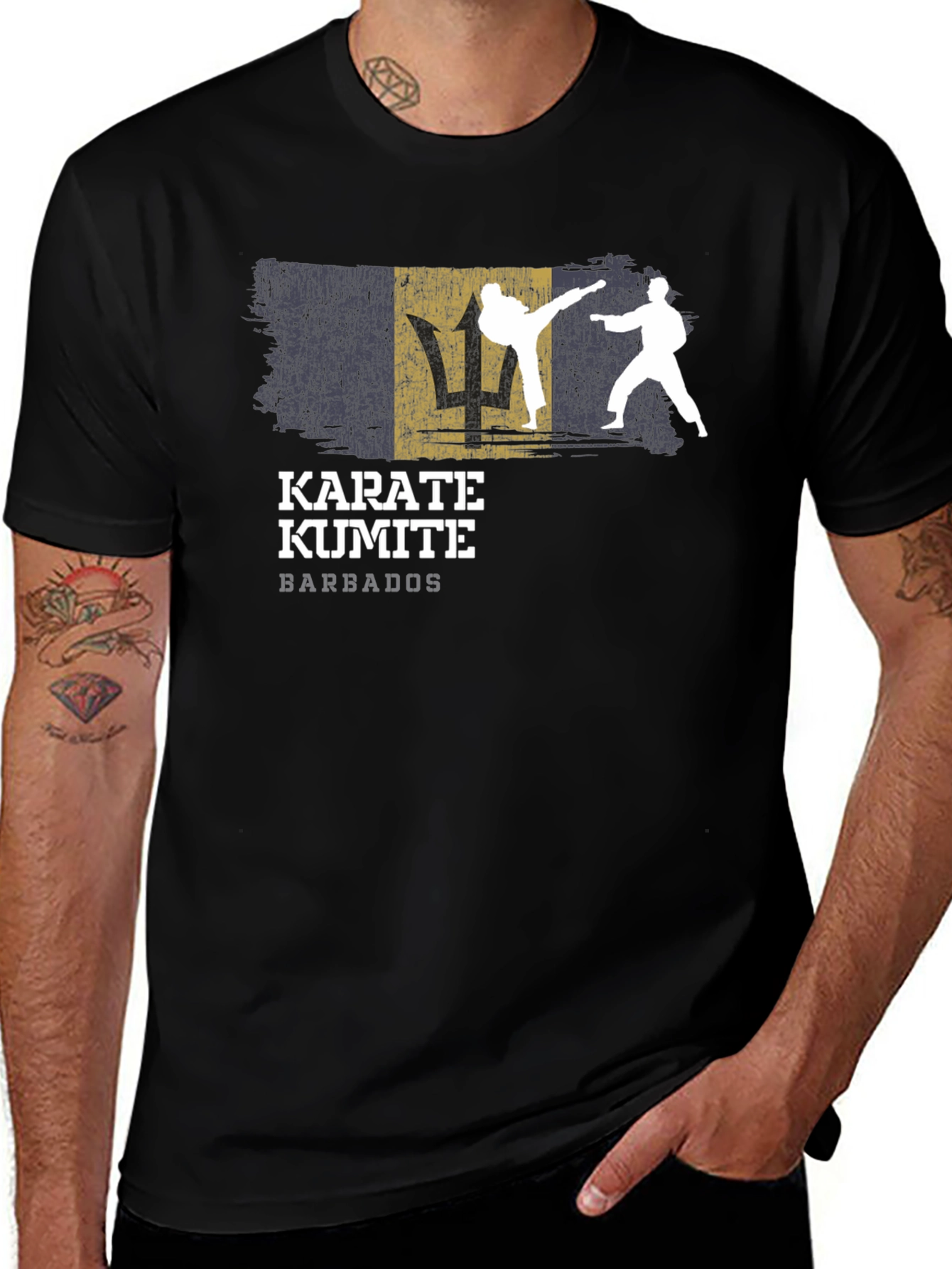 Variant 21 of Karate Kumite Barbados T-Shirt Black