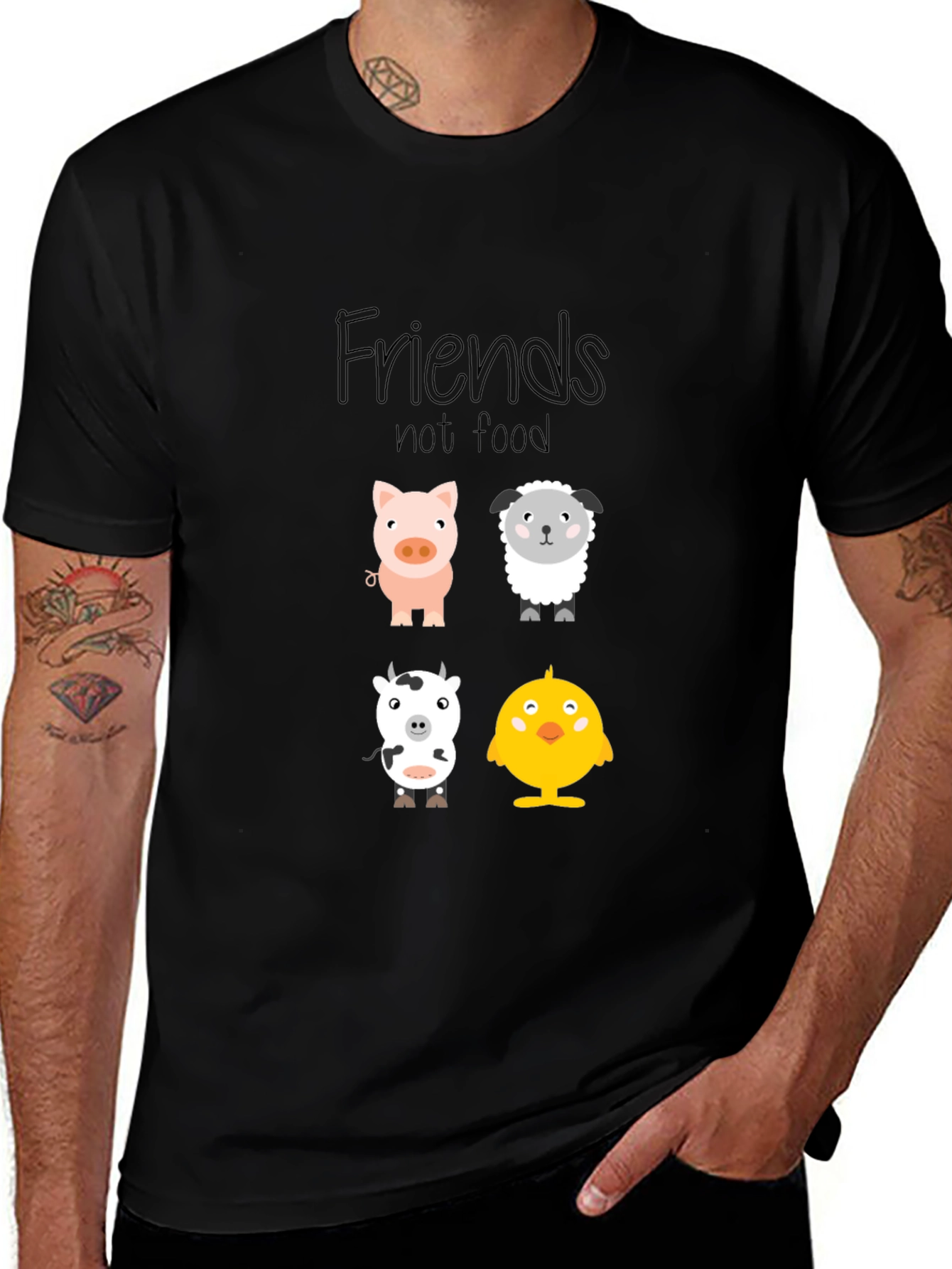 Variant 5 of Vegan Friends Not Food Graphic Tee