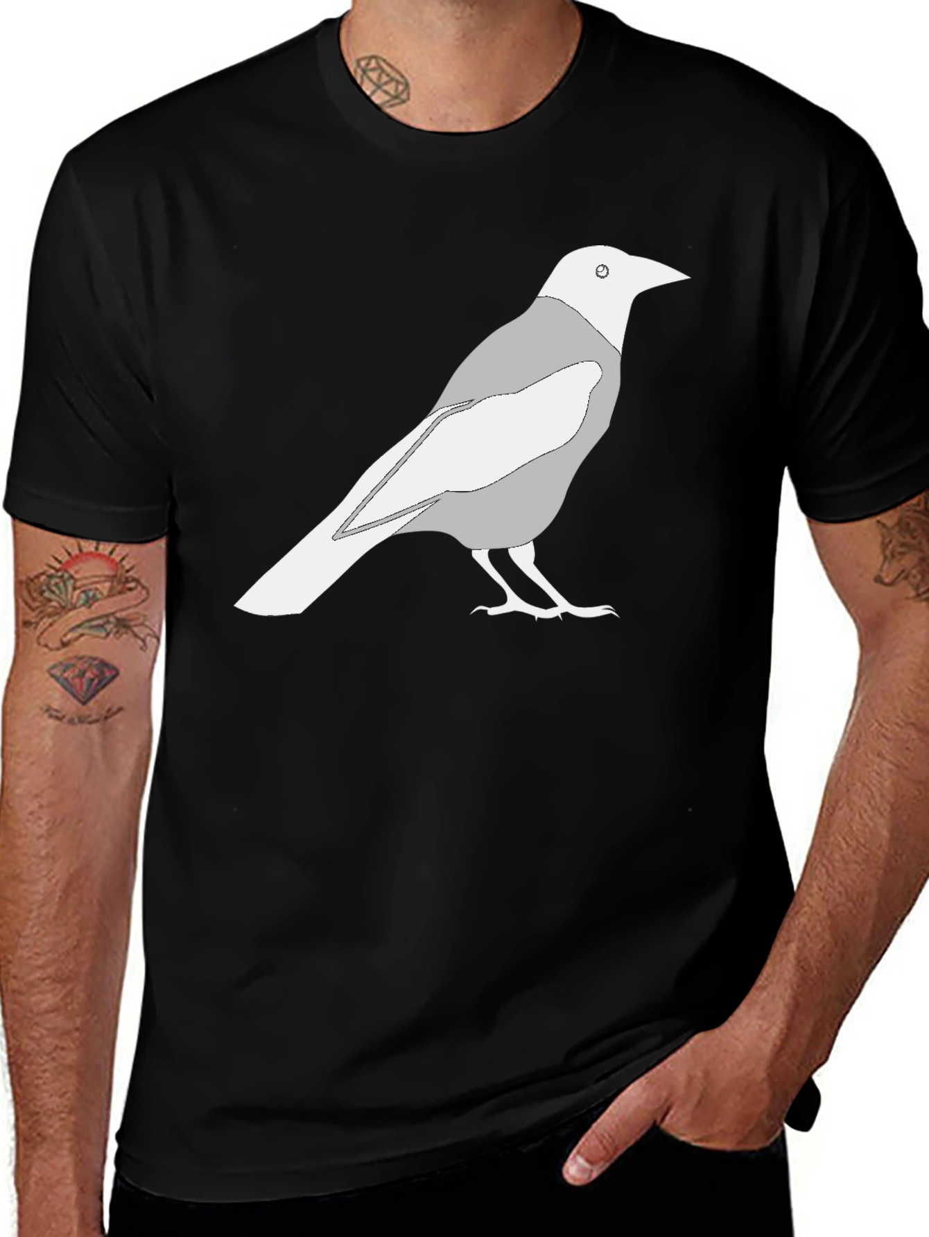 Variant 22 of Raven Graphic Tee - Black Cotton Casual Shirt