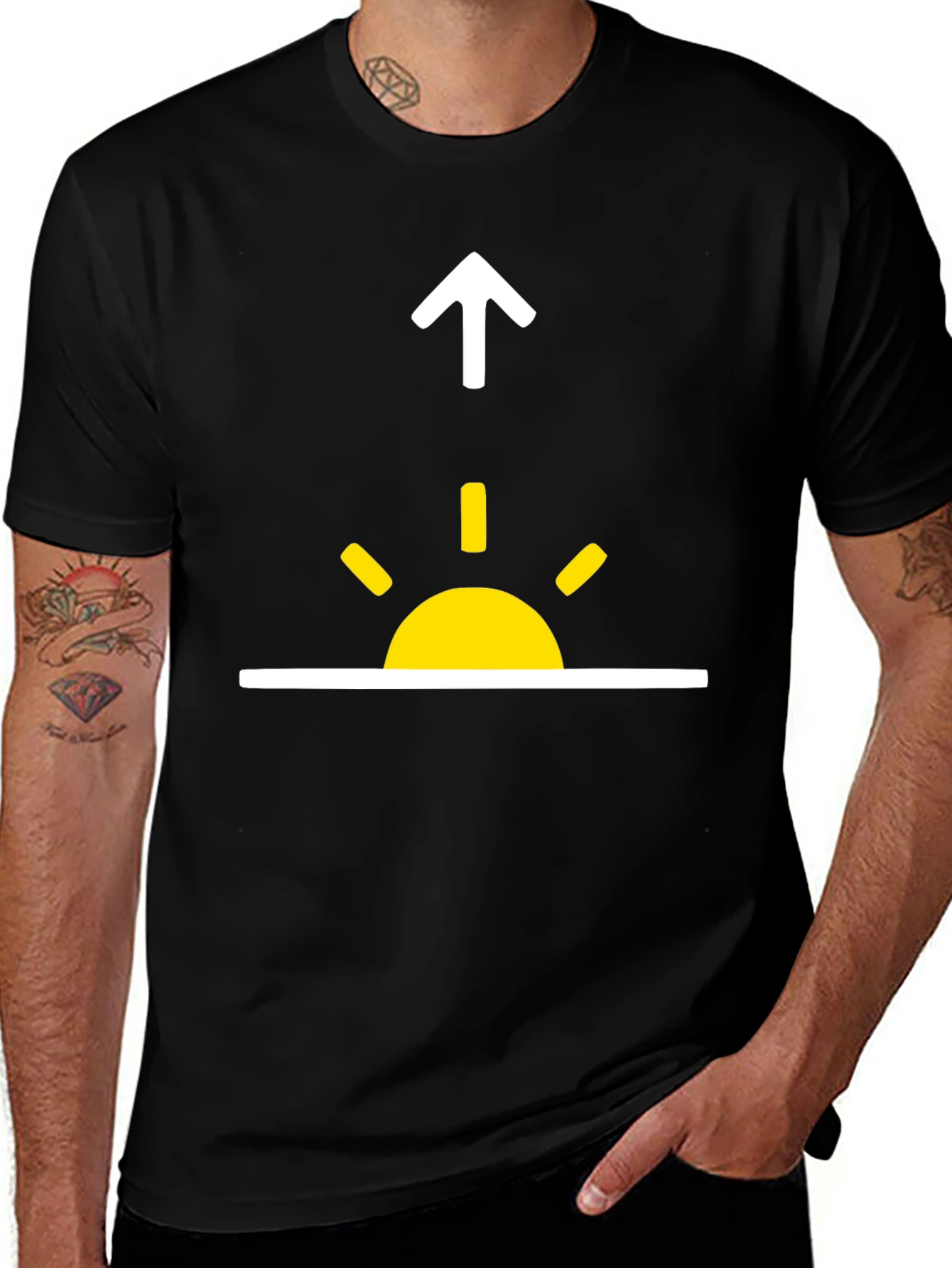 Variant 7 of Sunrise Upward Arrow Graphic Tee - Stylish Everyday Wear