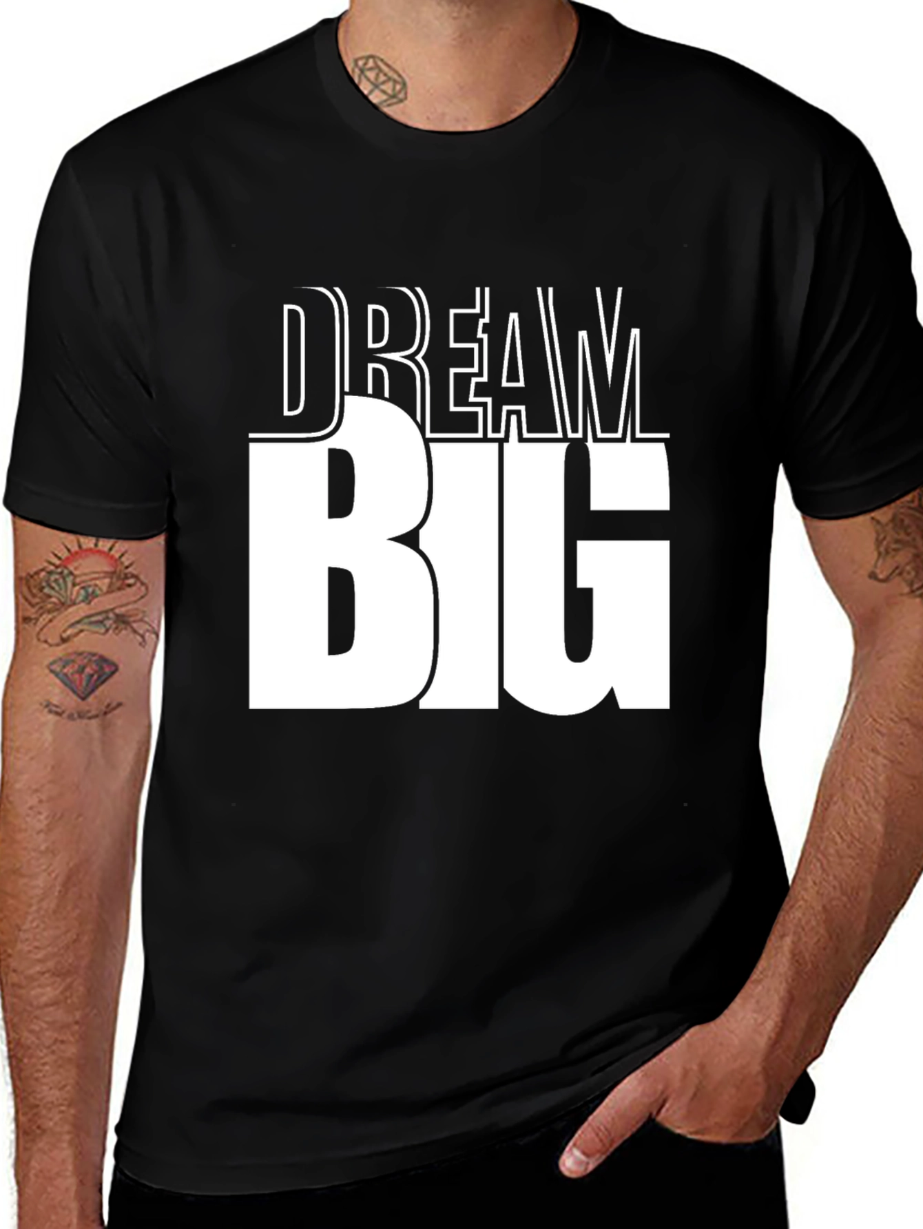 Variant 6 of Dream Big Graphic Tee - Black Cotton T-Shirt