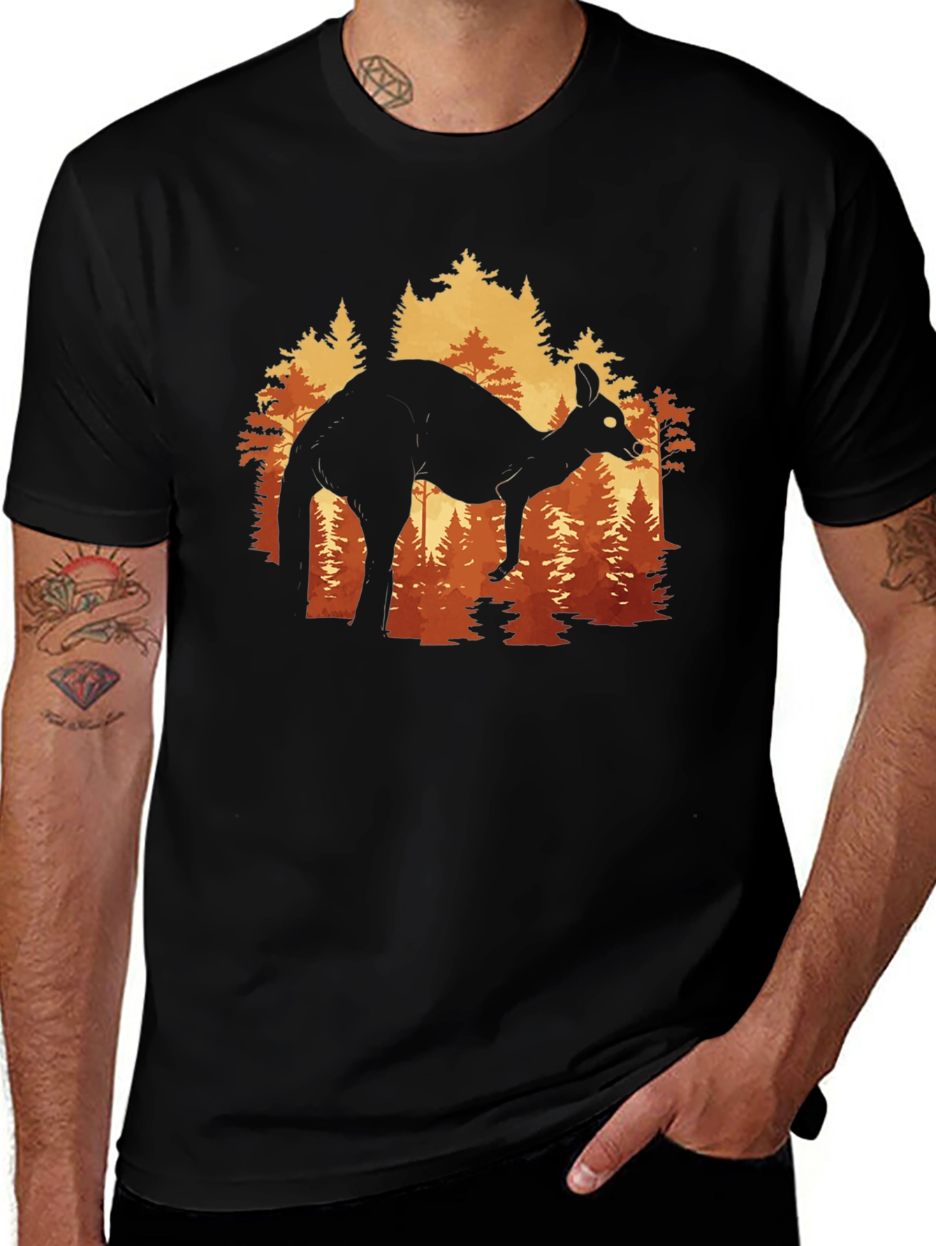 Variant 18 of Kangaroo Forest Silhouette Graphic Tee - Unisex