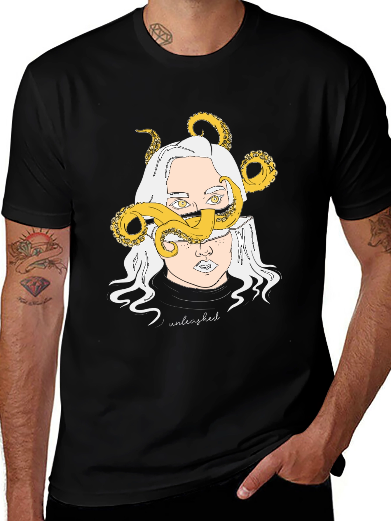 Variant 12 of Unleashed Kraken Graphic Tee - Black Cotton T-Shirt