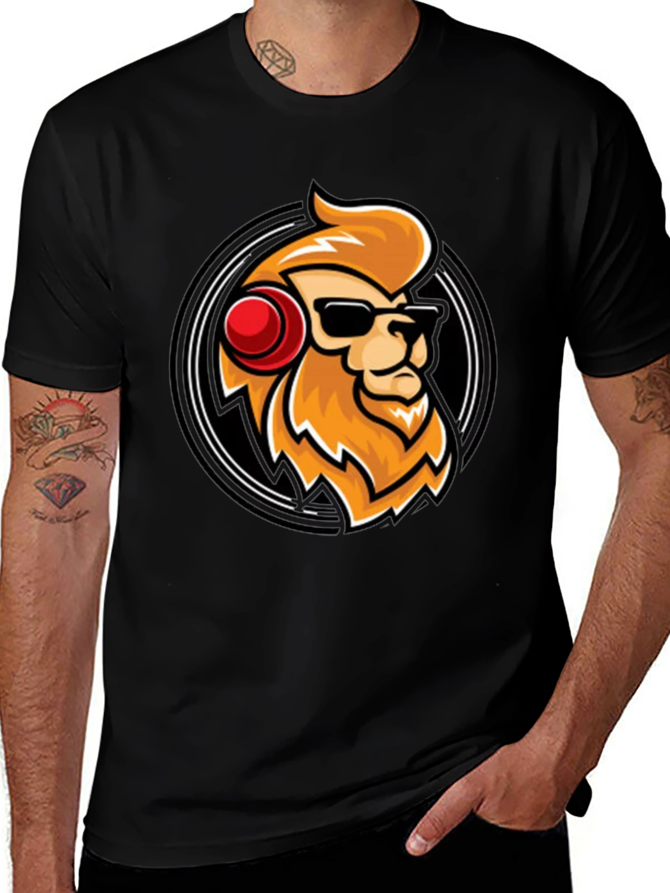 Variant 23 of Cool Lion Graphic Tee - Black Cotton Blend