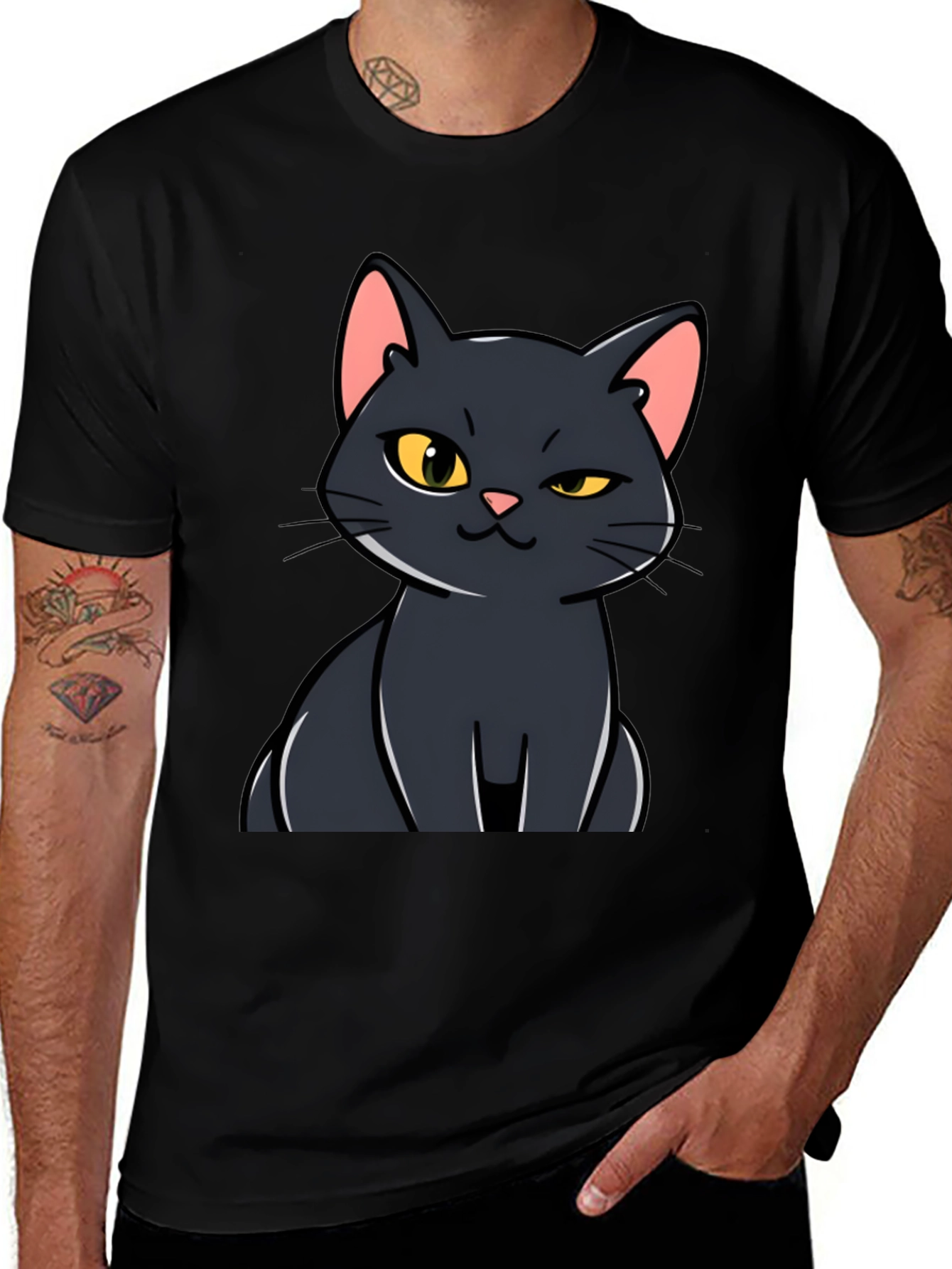 Black Cat Graphic T-Shirt - Unisex Crew Neck Tee
