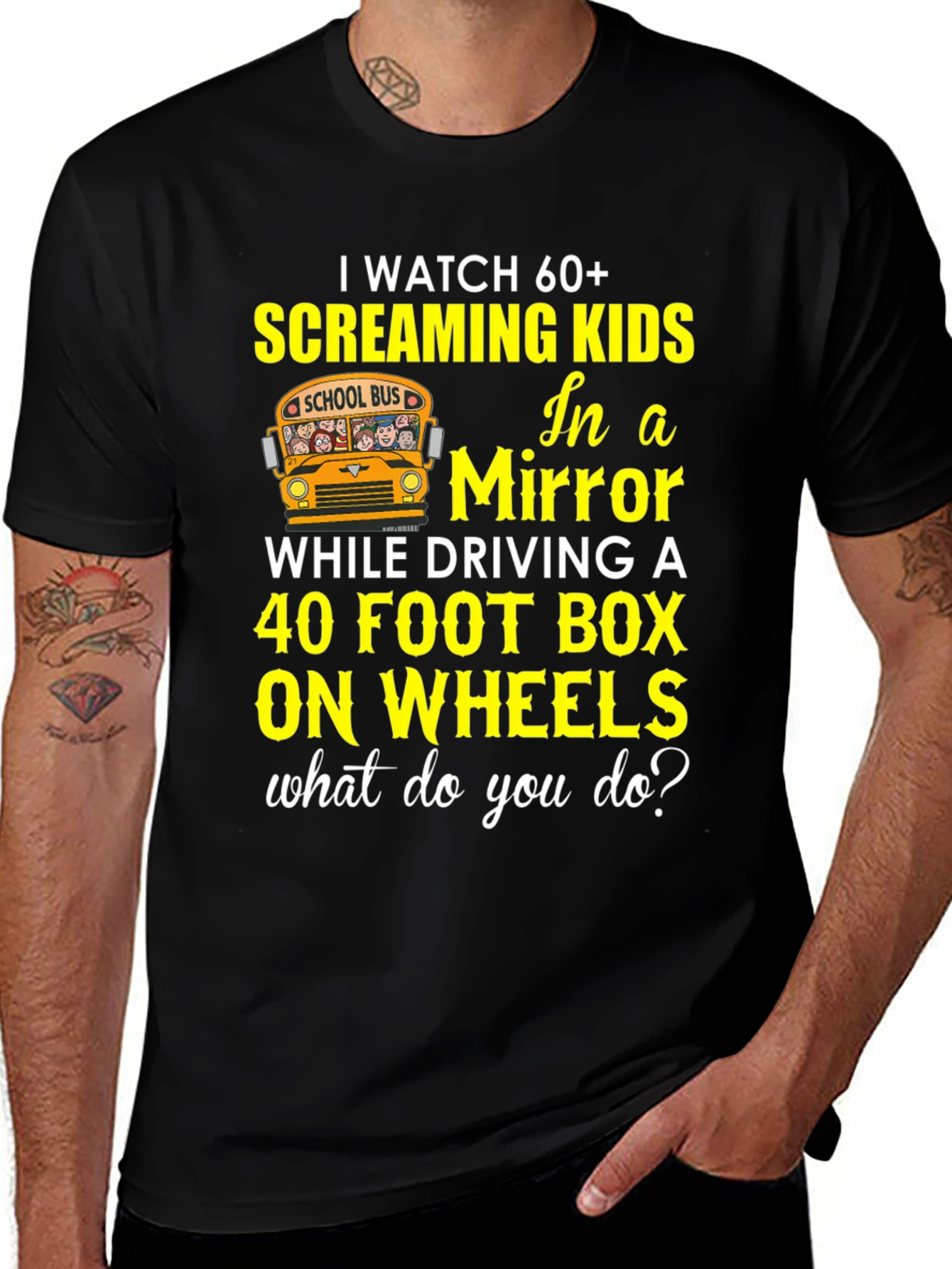Variant 21 of School Bus Driver T-Shirt 60+ Screaming Kids