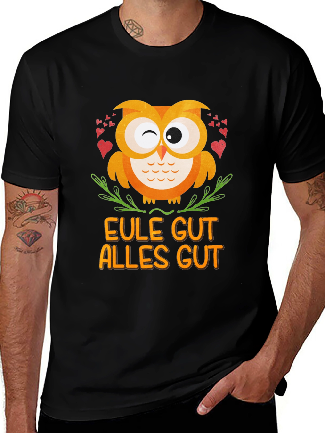 Variant 3 of Eule Gut Alles Gut Owl T-Shirt - Black