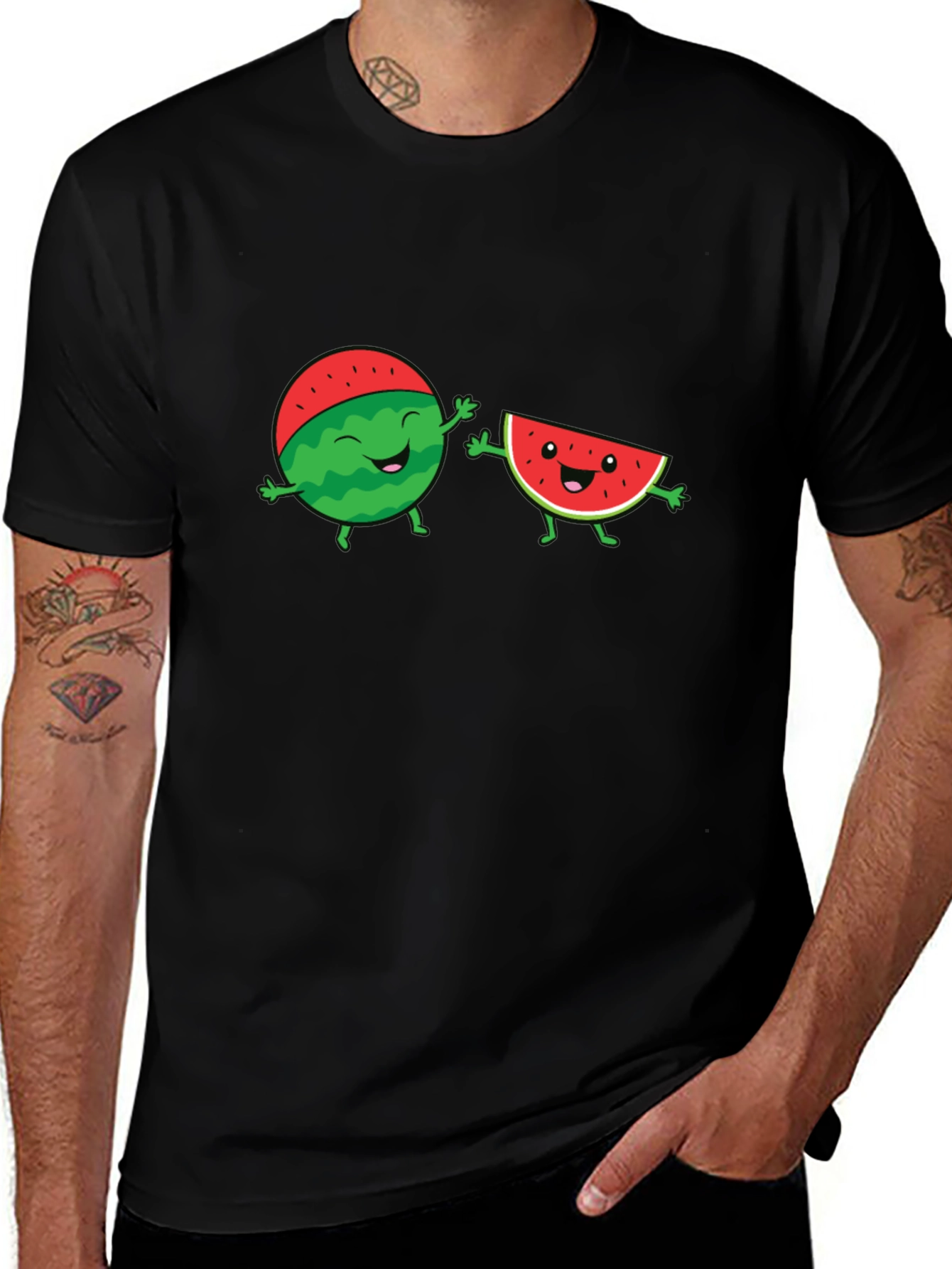 Variant 14 of Whimsical Watermelon Graphic Tee - Black