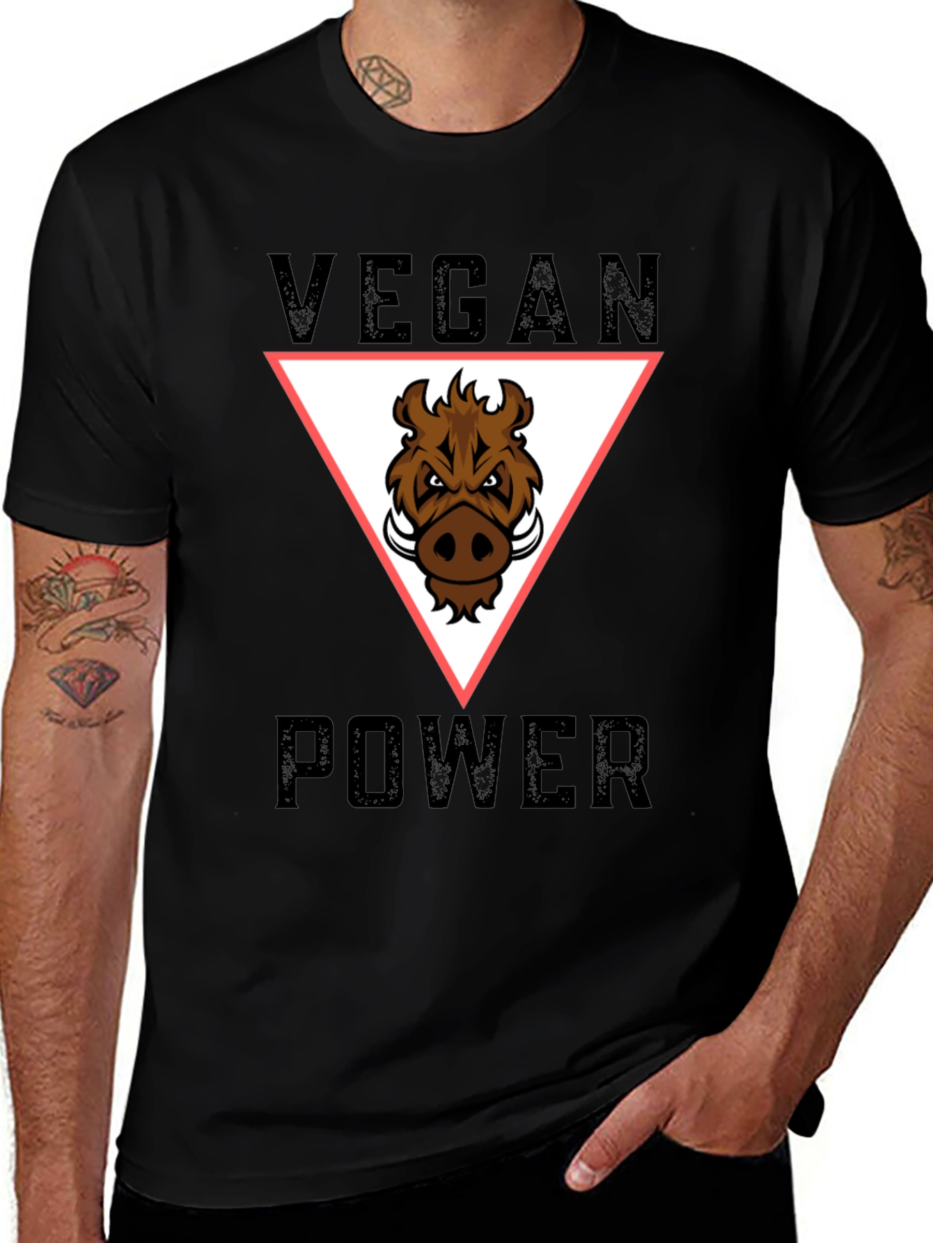 Variant 8 of Vegan Power T-Shirt - Boar Graphic Tee