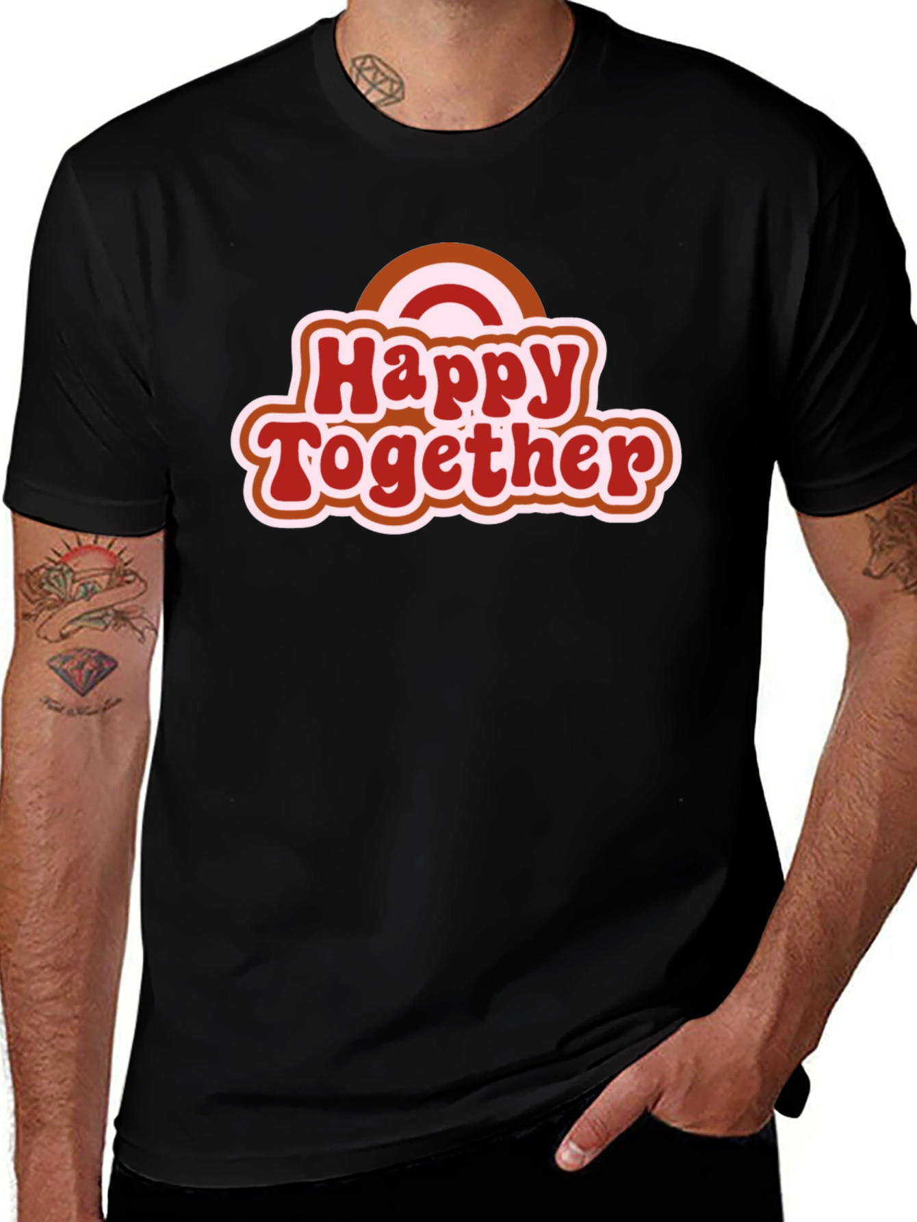 Variant 3 of Retro Happy Together Graphic Tee - Black