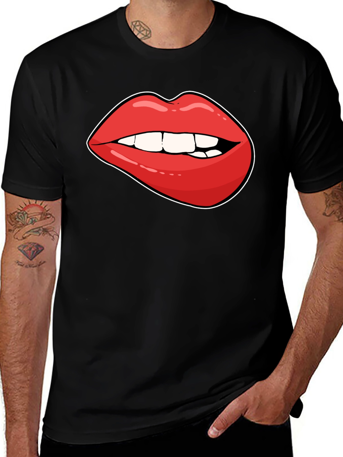 Variant 21 of Lips Graphic Black T-Shirt