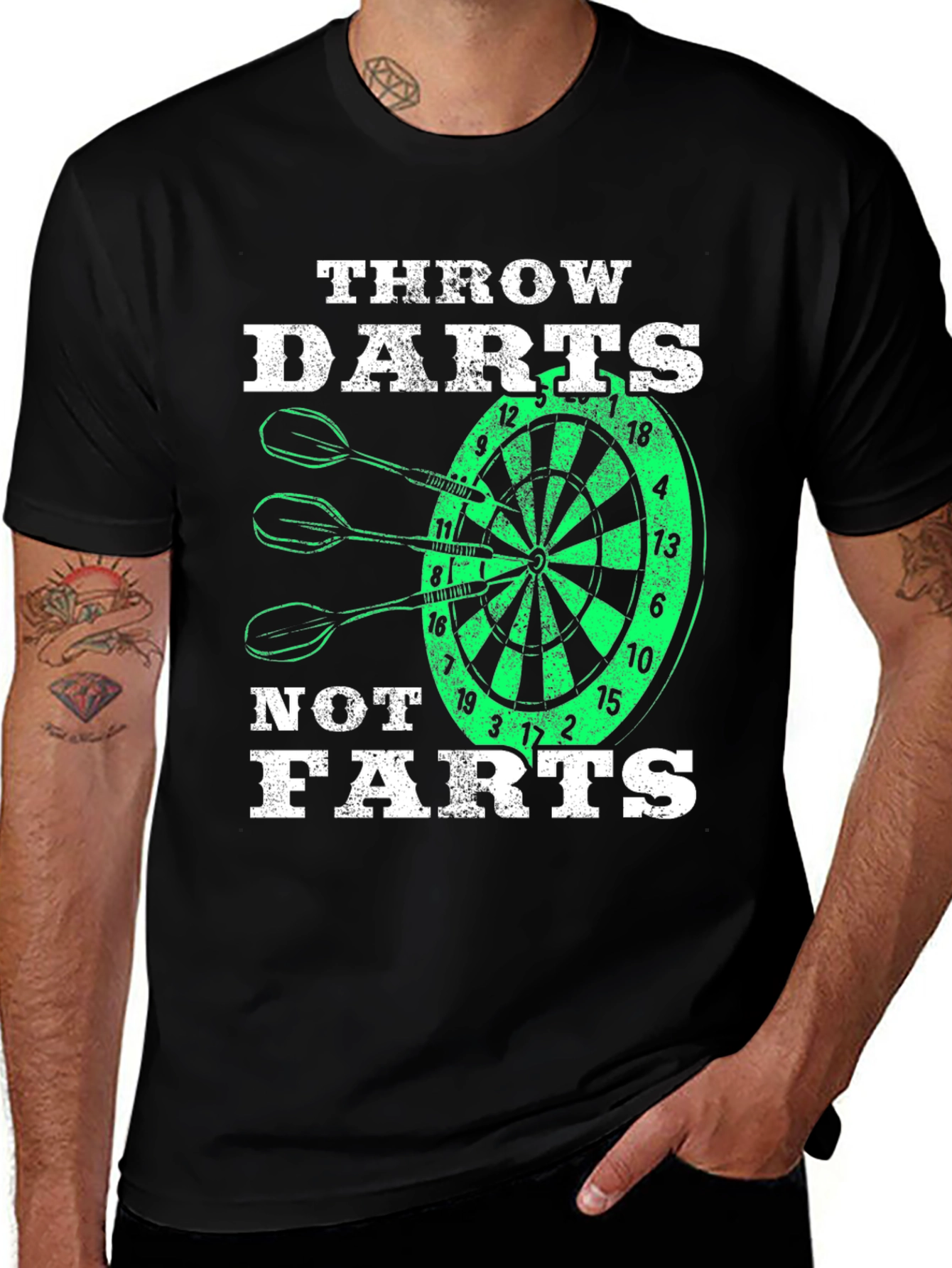 Variant 13 of Throw Darts Not Farts T-Shirt - Novelty Dartboard Tee