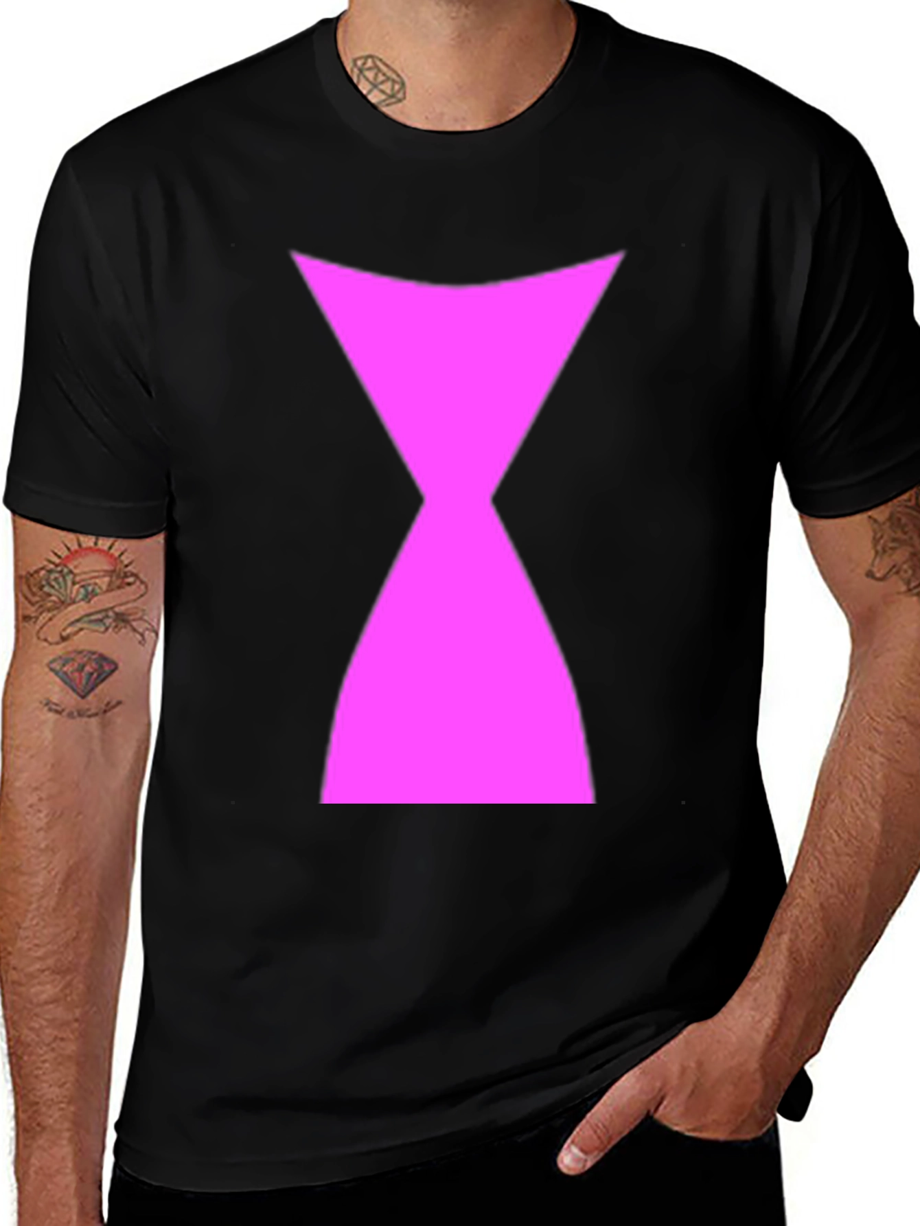 Variant 6 of Black T-Shirt with Pink Hourglass Symbol