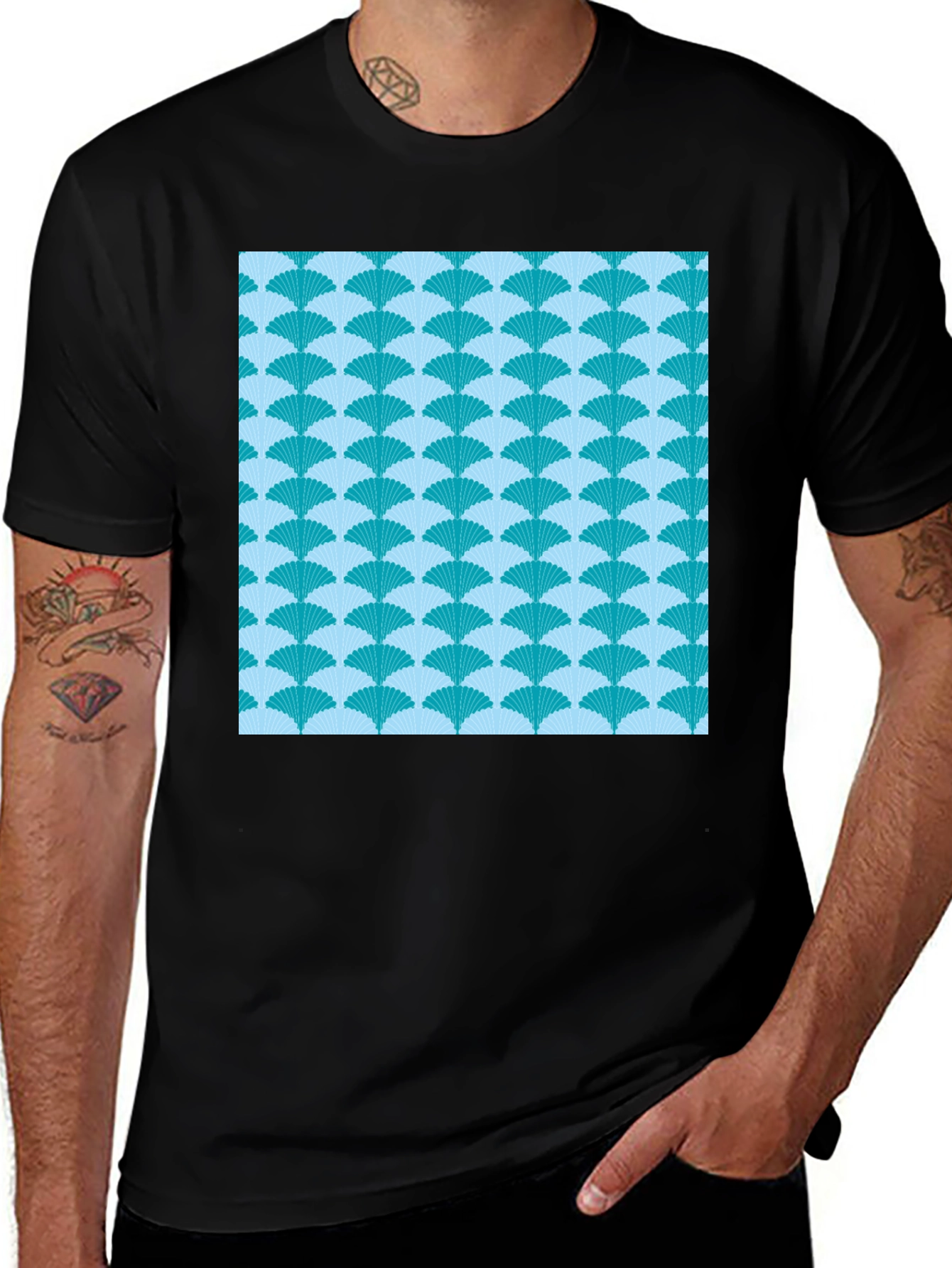 Variant 7 of Fan Pattern Tee - Stylish Graphic Print T-Shirt