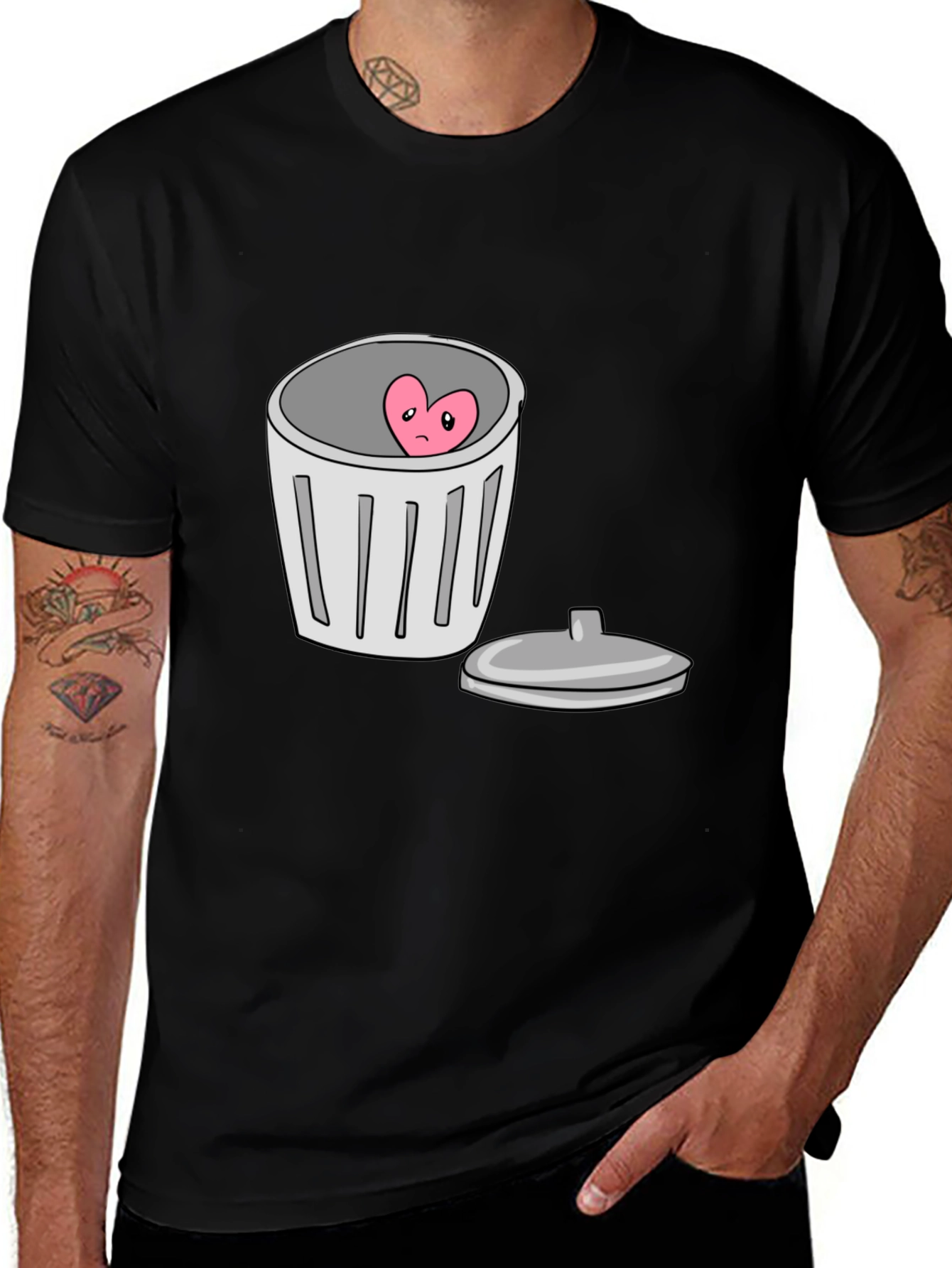 Variant 18 of Heart in Trash Can Graphic T-Shirt - Black