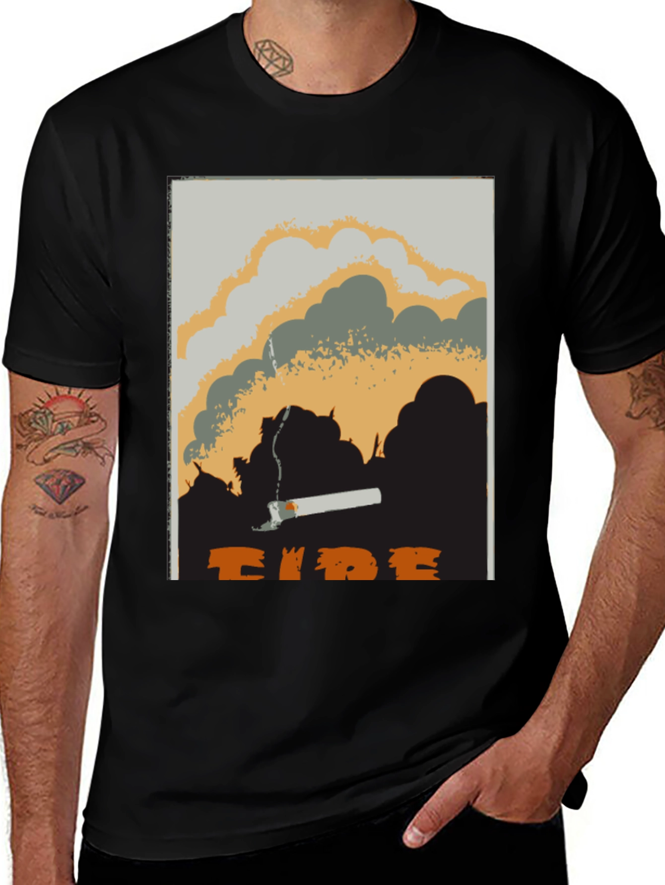 Variant 14 of Unique Graphic Tee: Smoldering Cigarette Design