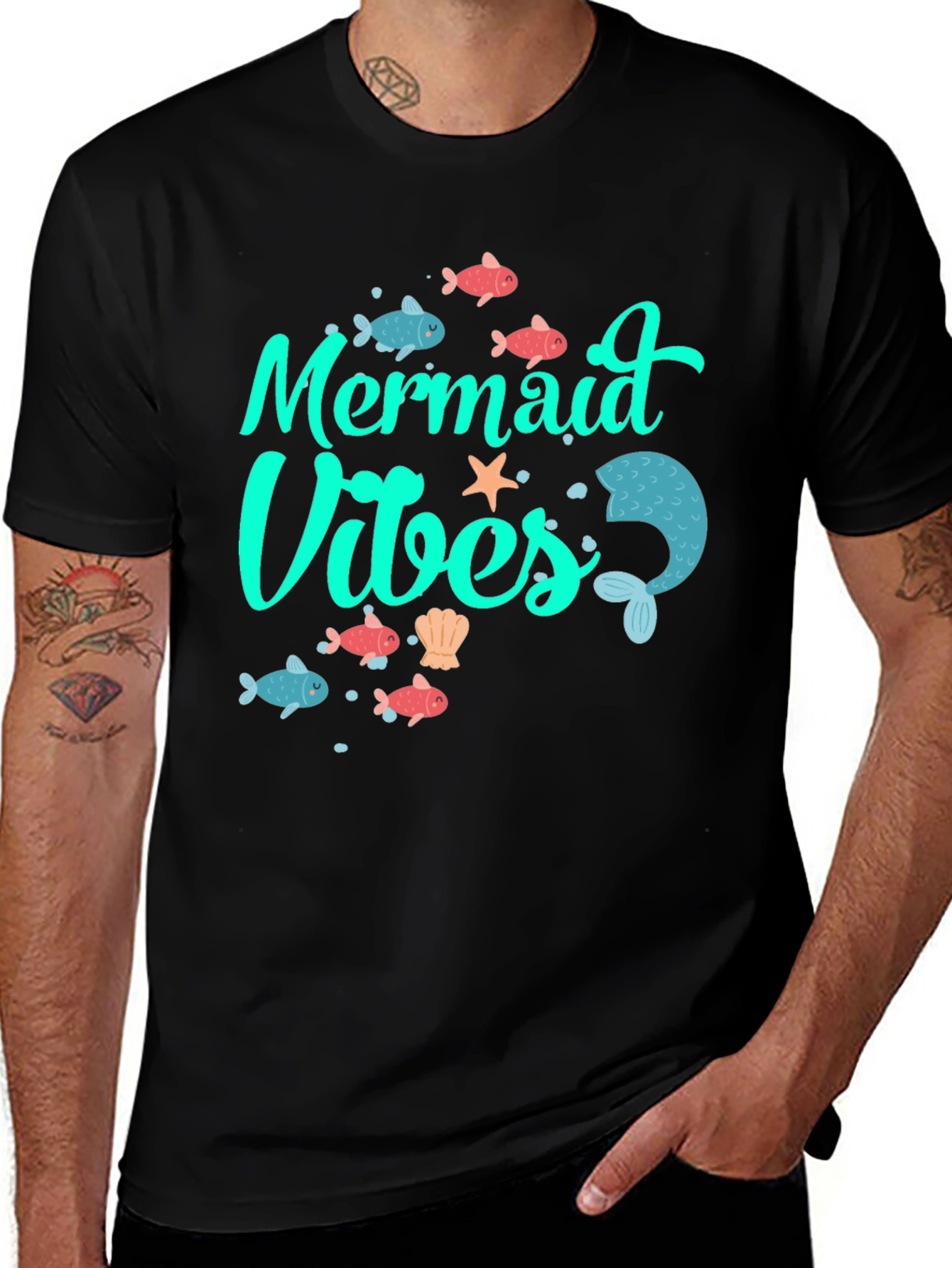 Variant 3 of Mermaid Vibes Black Graphic Tee